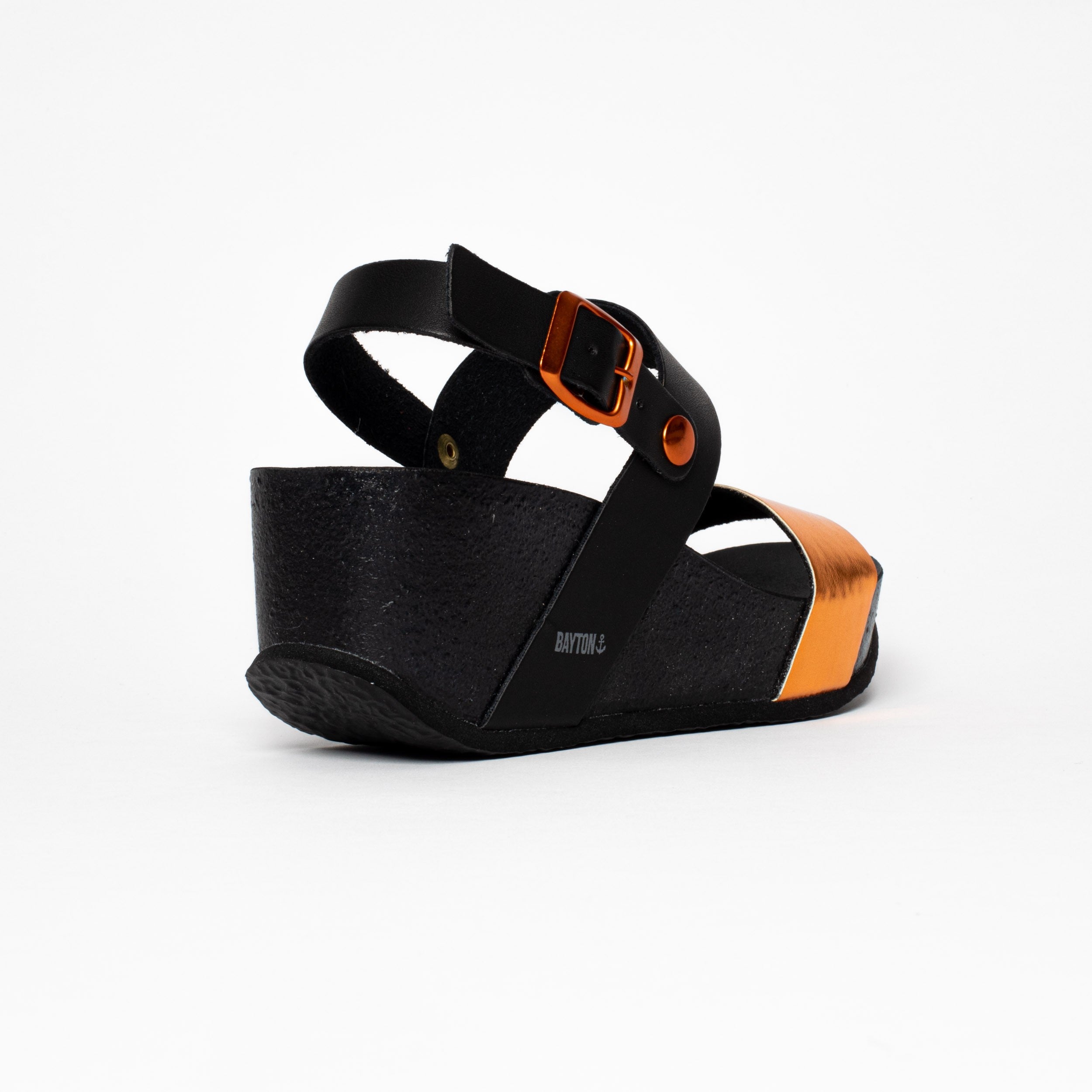 Selene Orange and Black Wedge and Semi-Wedge Sandals