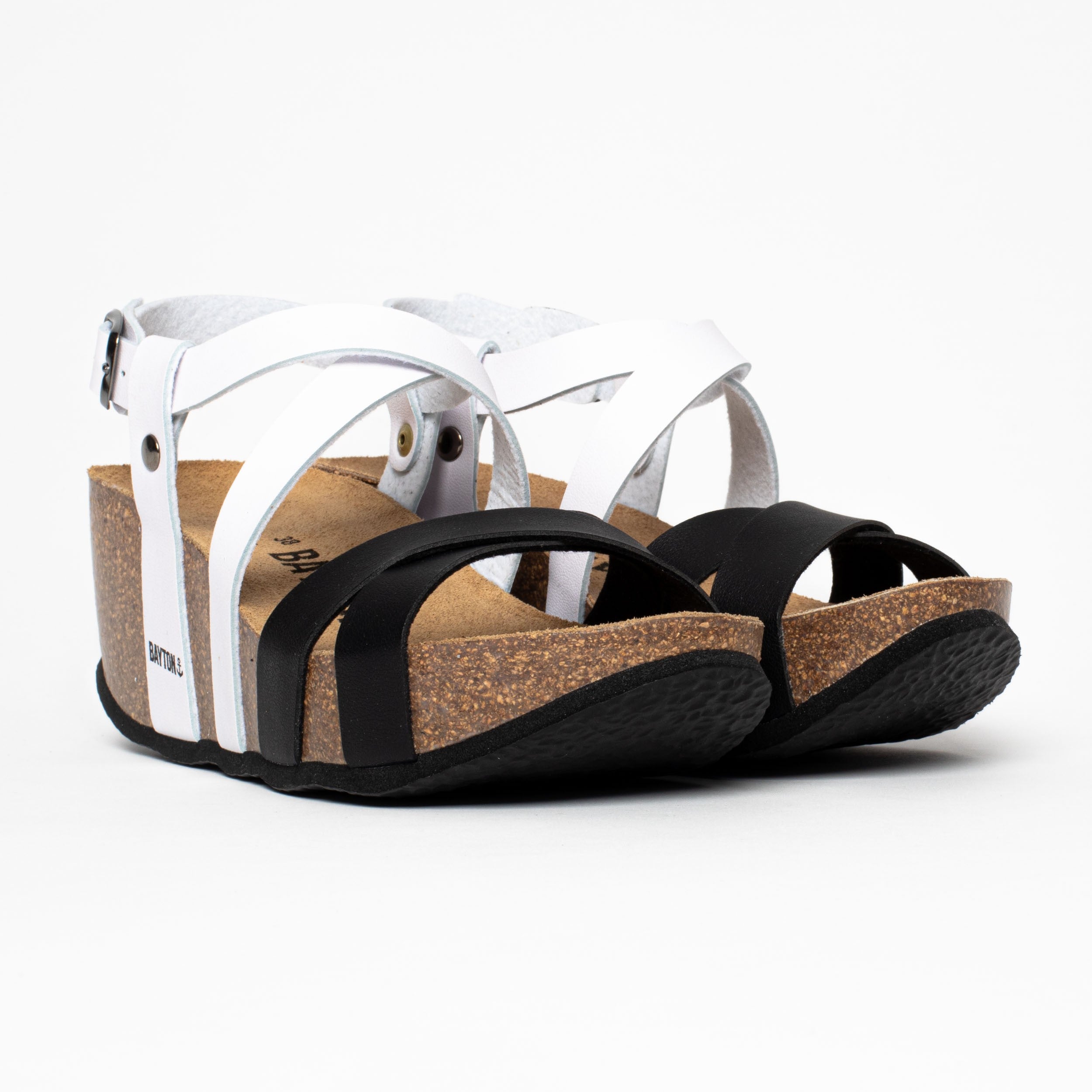 Dora Black and White Wedge and Semi-Wedge Sandals