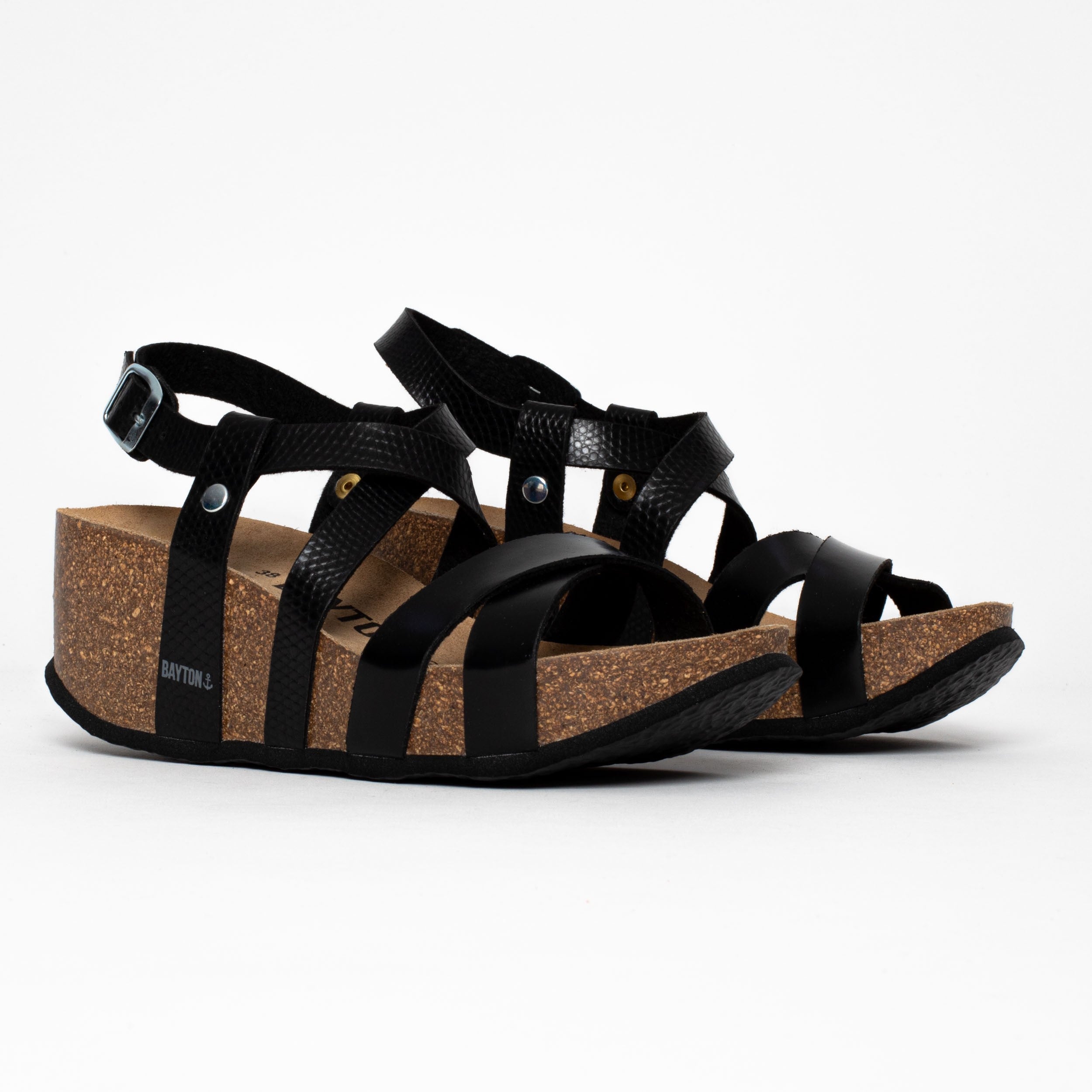 Palmas Black Wedge and Semi-Wedge Sandals