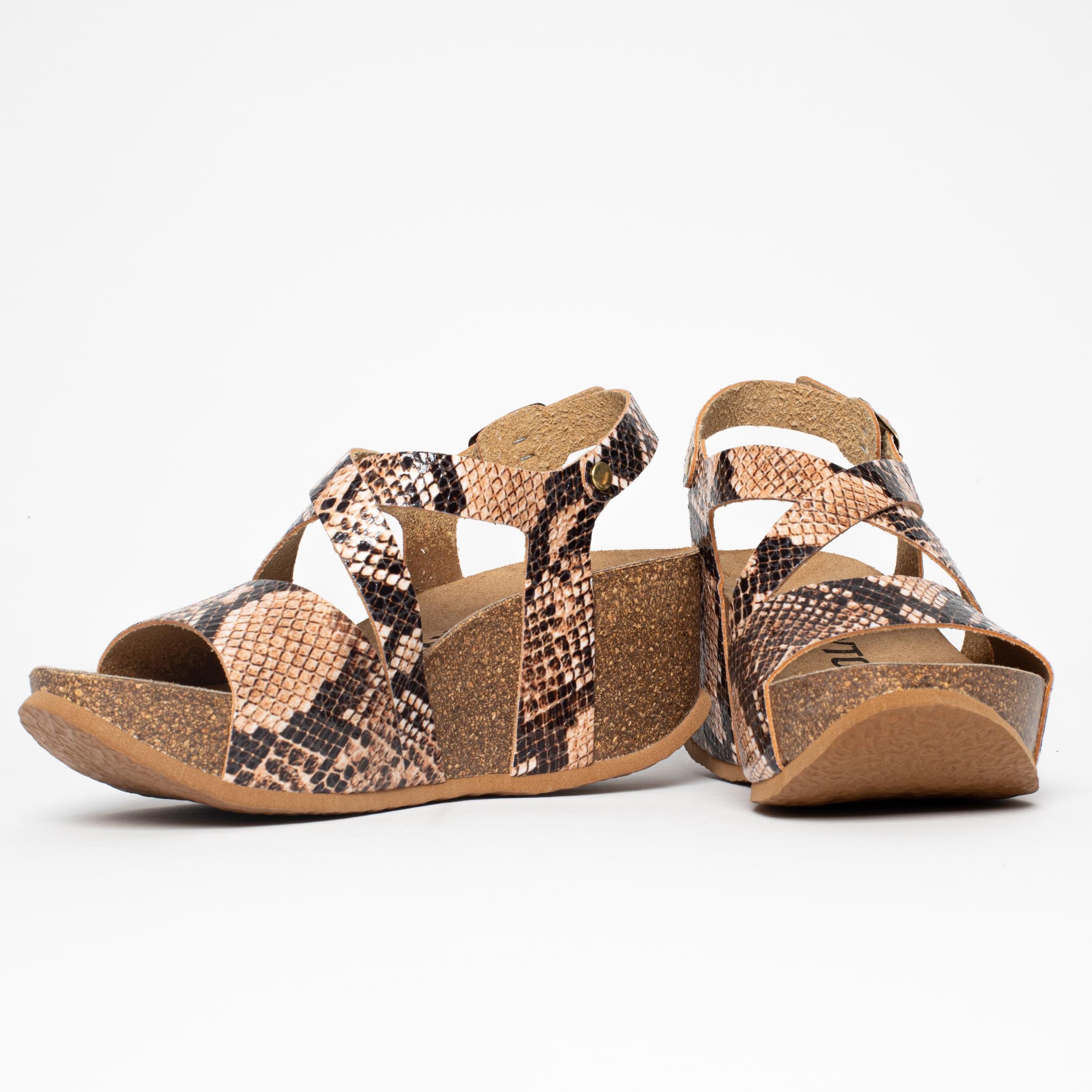 Malaga Beige and Python Wedge and Semi-Wedge Sandals