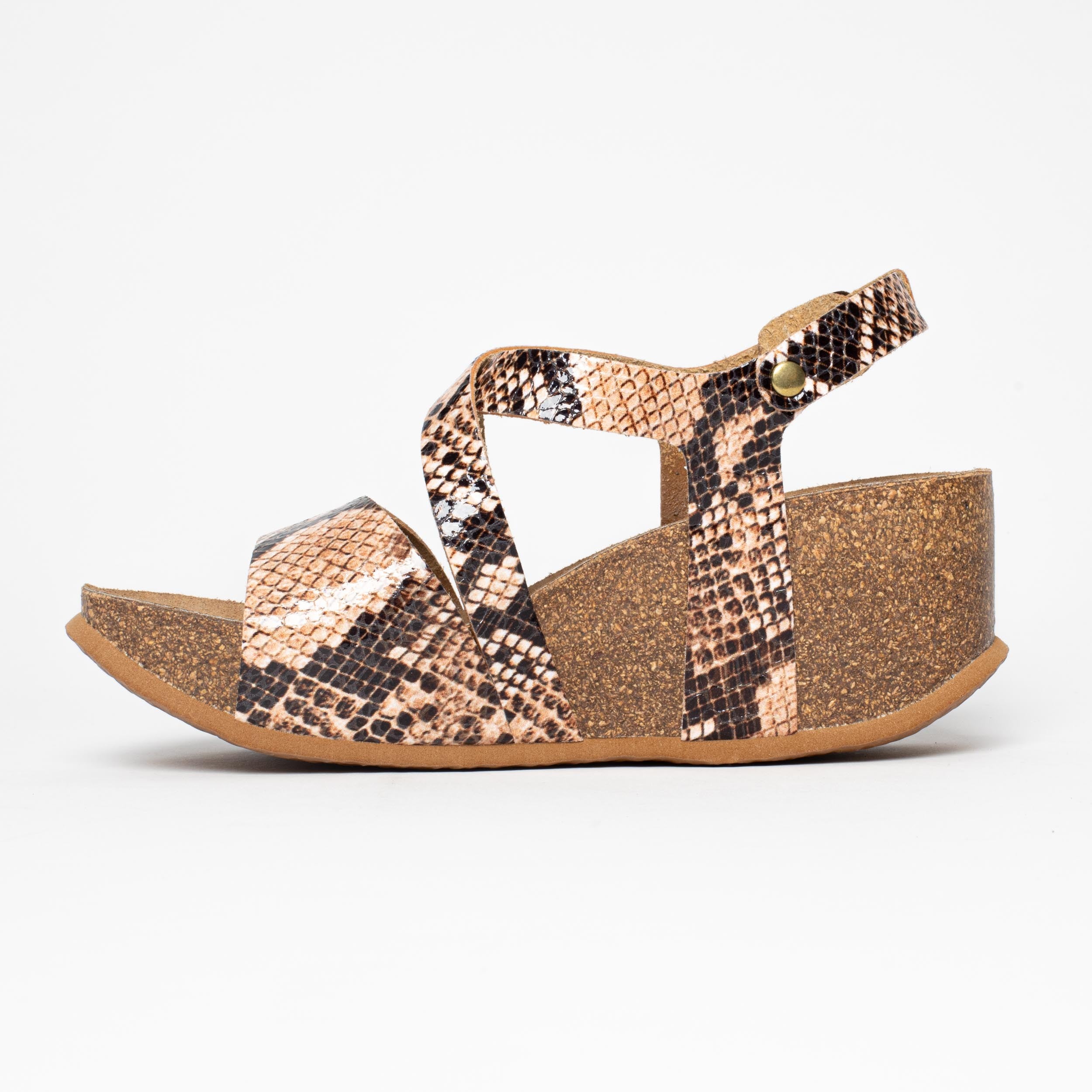 Malaga Beige and Python Wedge and Semi-Wedge Sandals