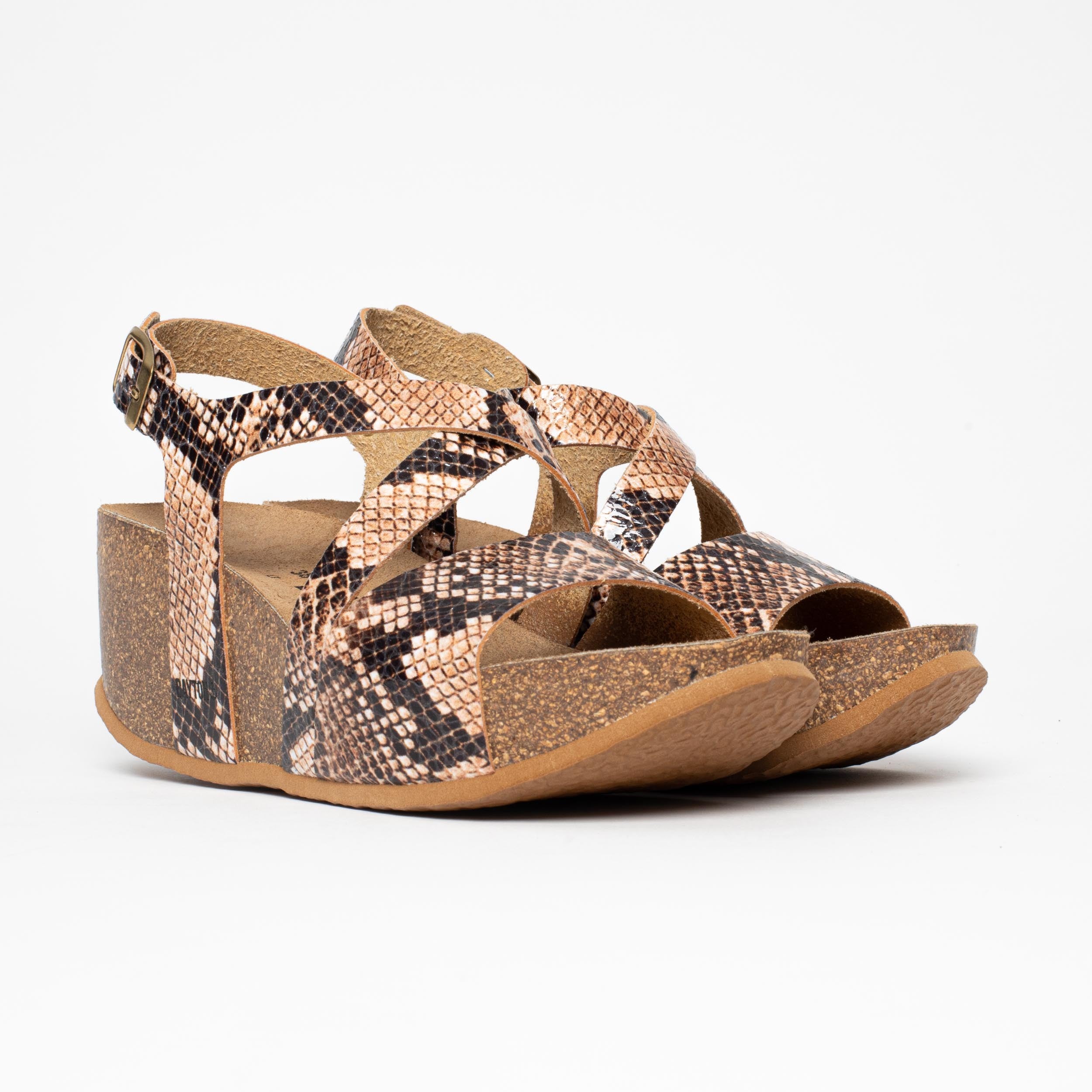 Malaga Beige and Python Wedge and Semi-Wedge Sandals