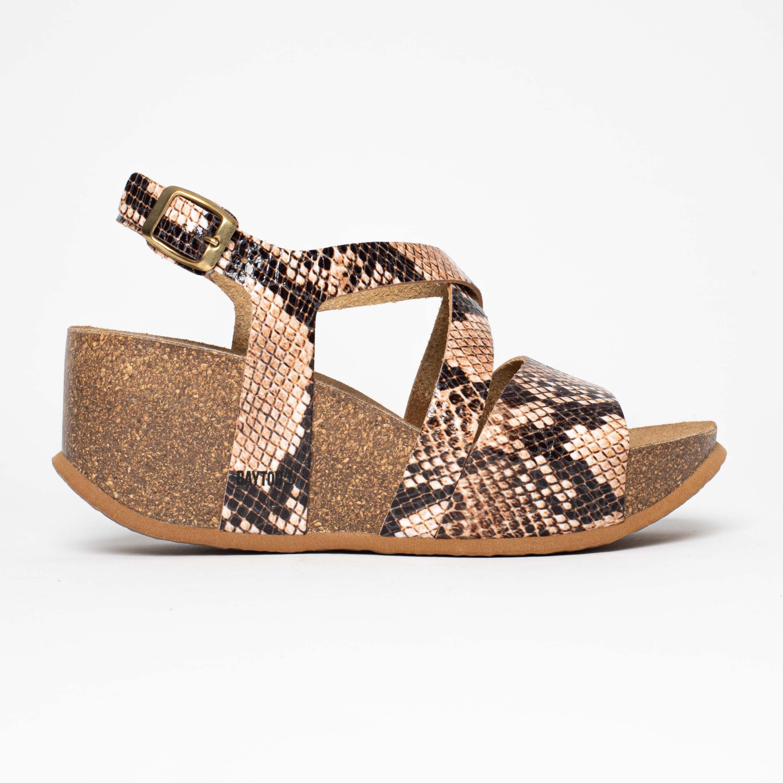 Malaga Beige and Python Wedge and Semi-Wedge Sandals