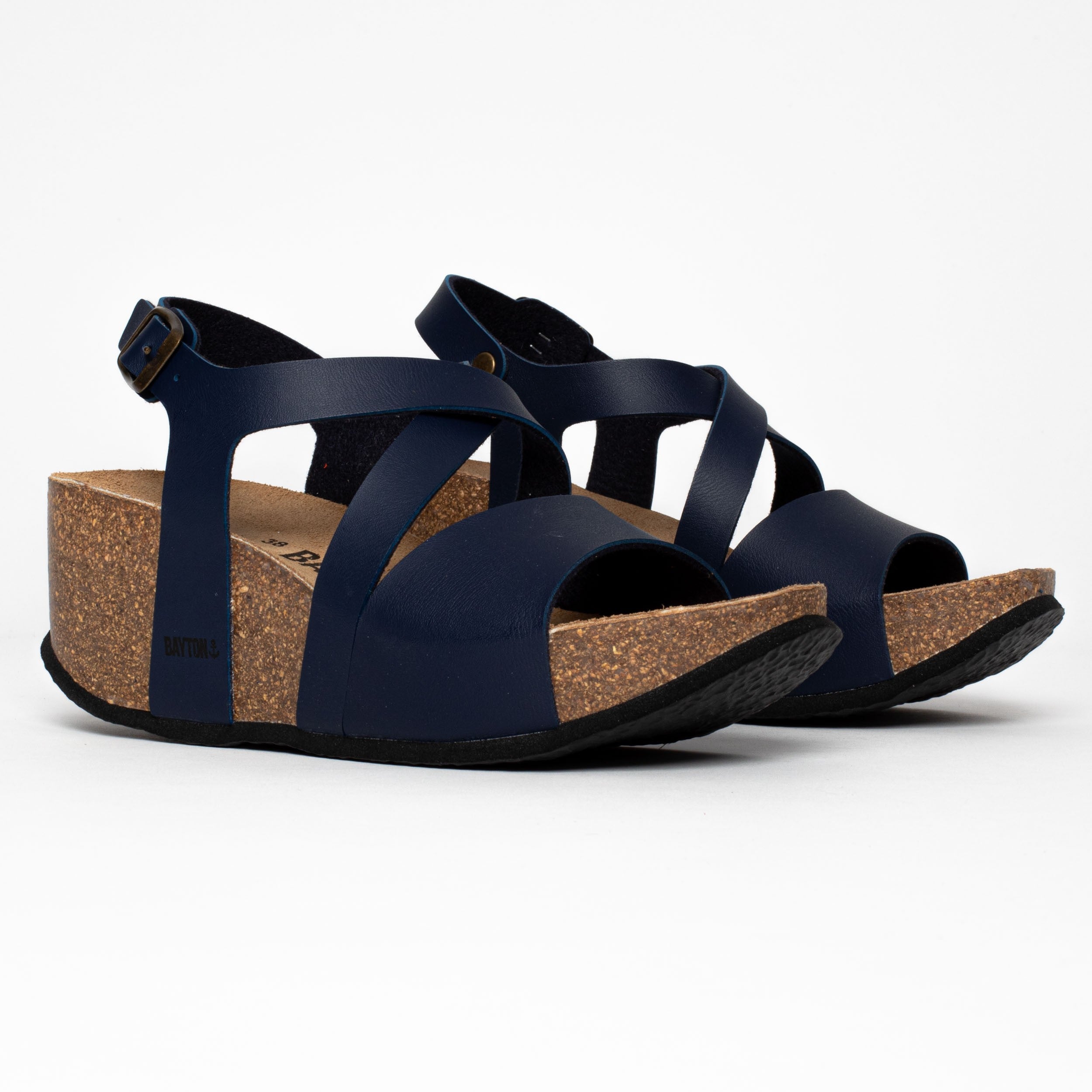 Malaga Navy Blue Wedge and Semi-Wedge Sandals