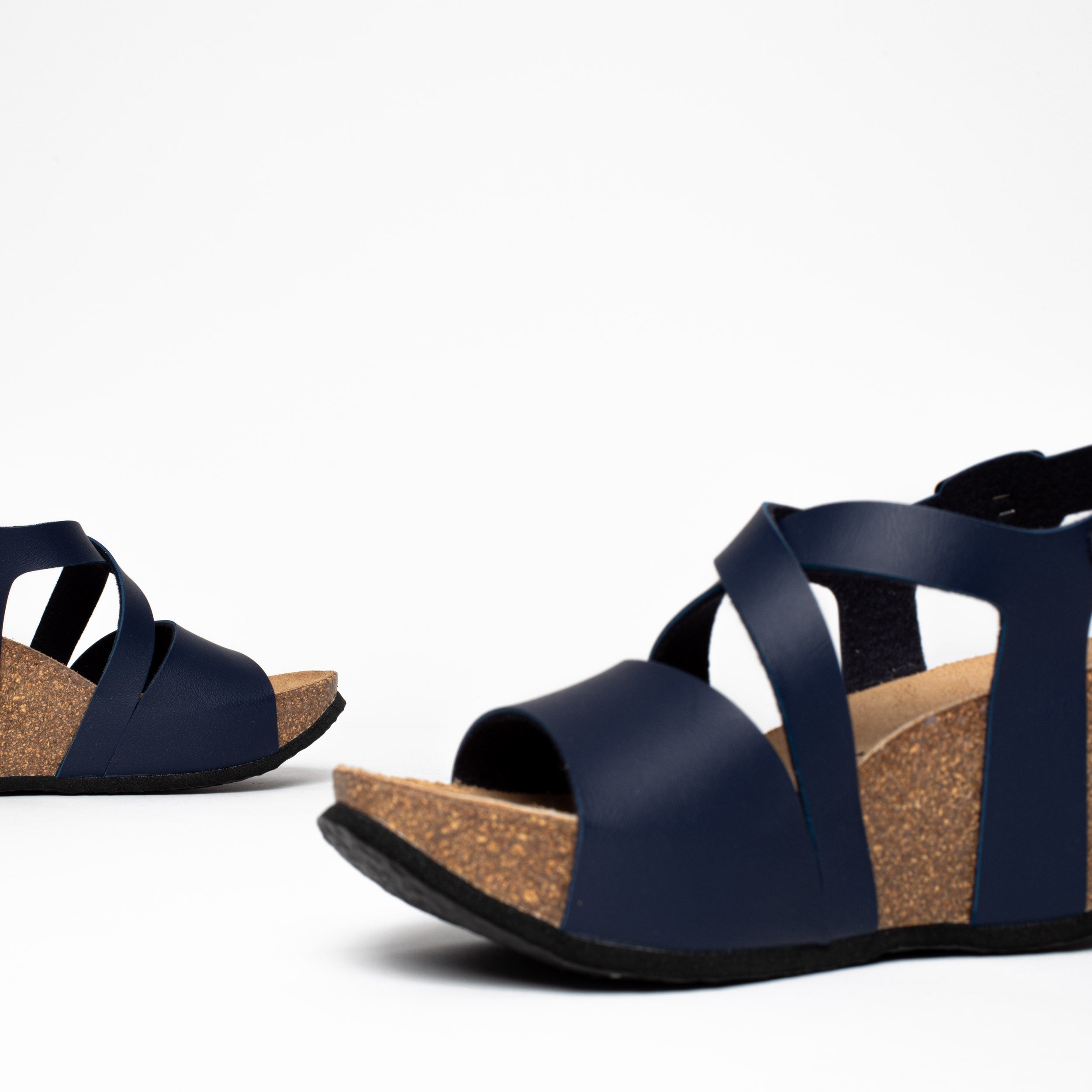 Malaga Navy Blue Wedge and Semi-Wedge Sandals