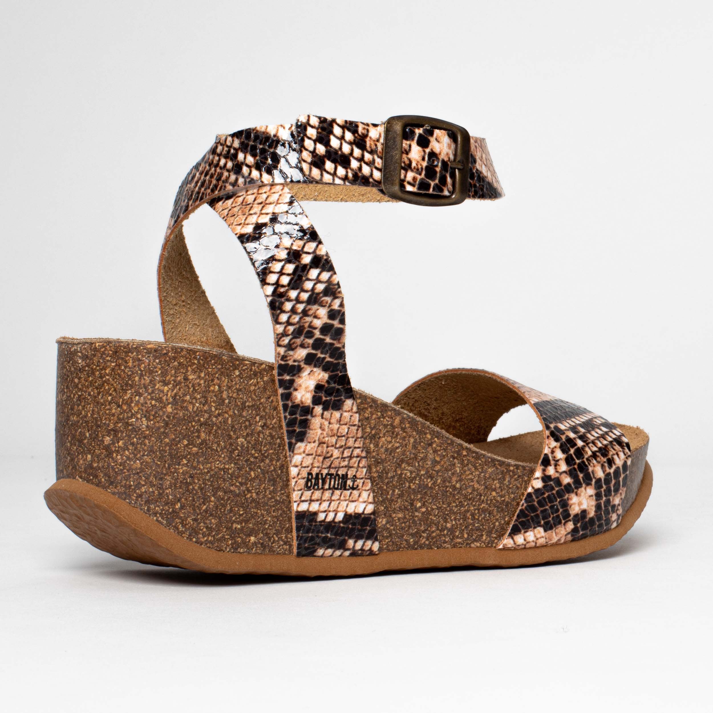 Beige and Python Sol Wedge and Semi-Wedge Sandals