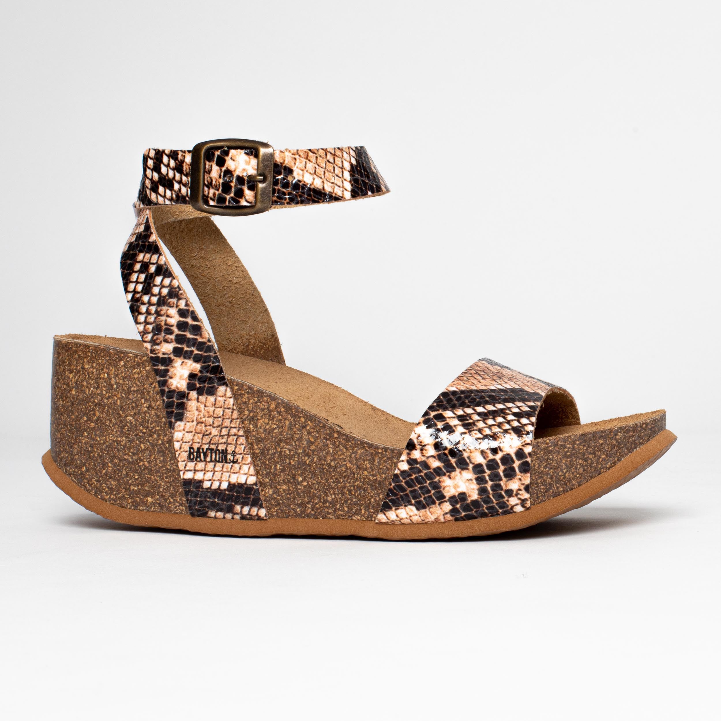 Beige and Python Sol Wedge and Semi-Wedge Sandals