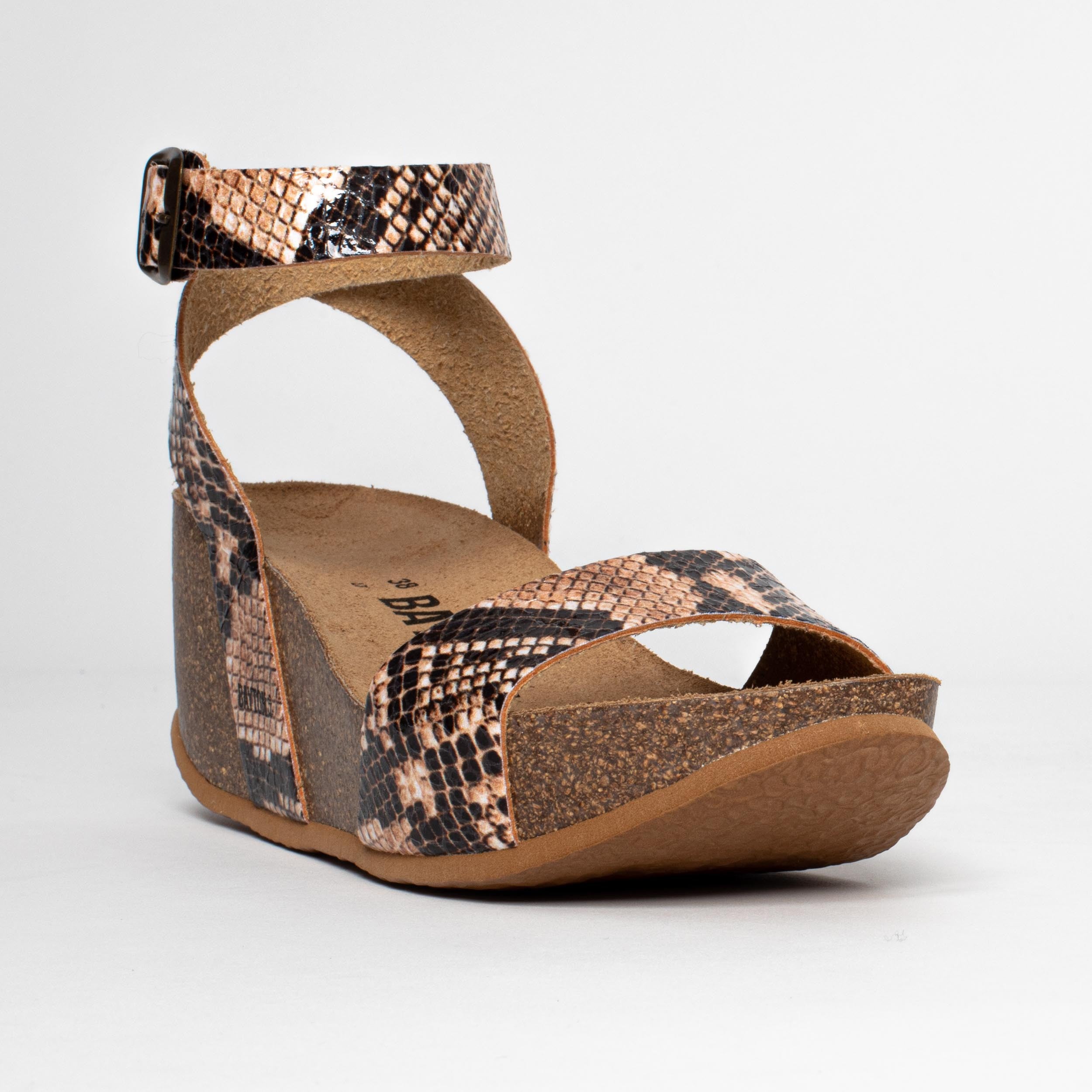 Beige and Python Sol Wedge and Semi-Wedge Sandals