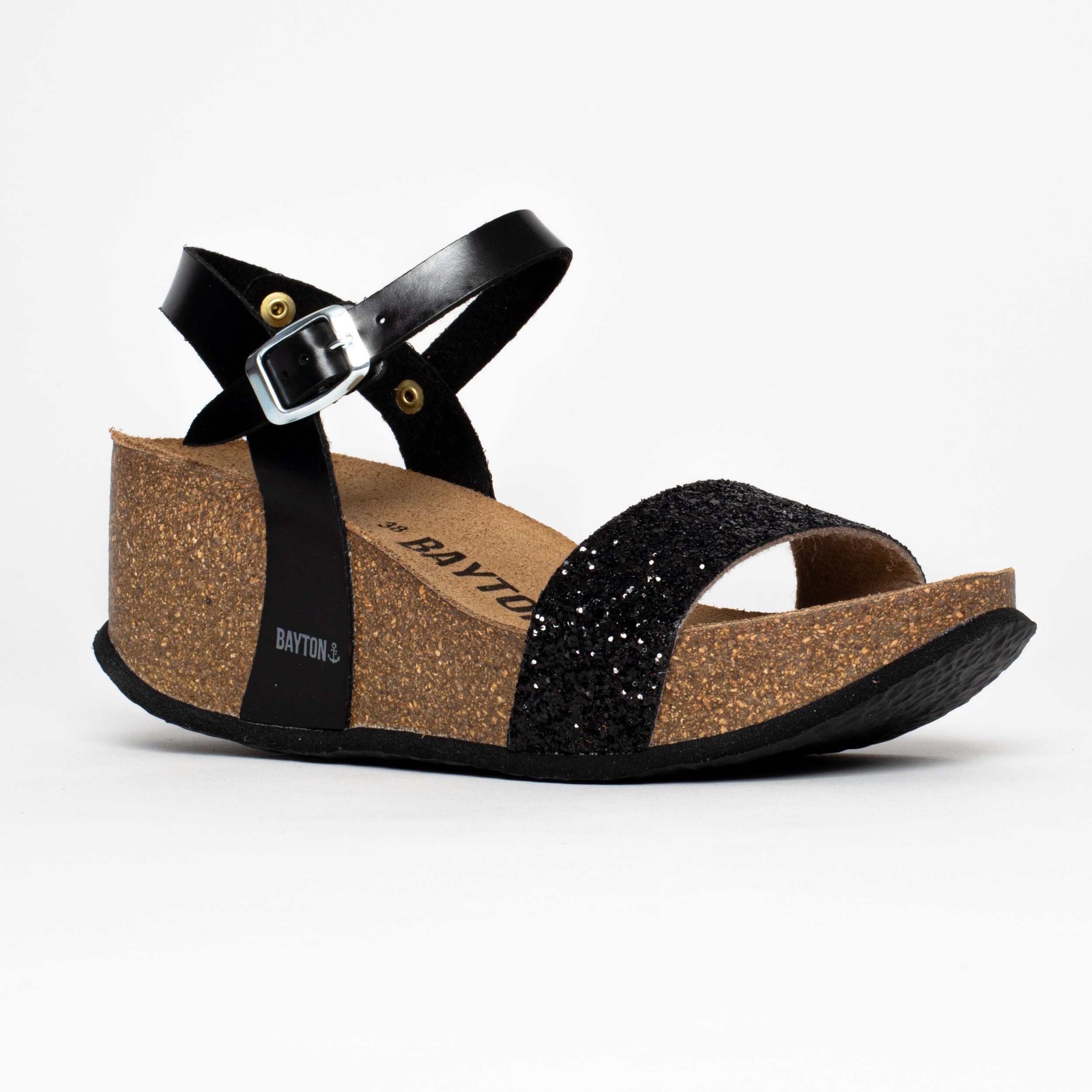 Sandalias Hyas De Cuña Y Semicuña Negro