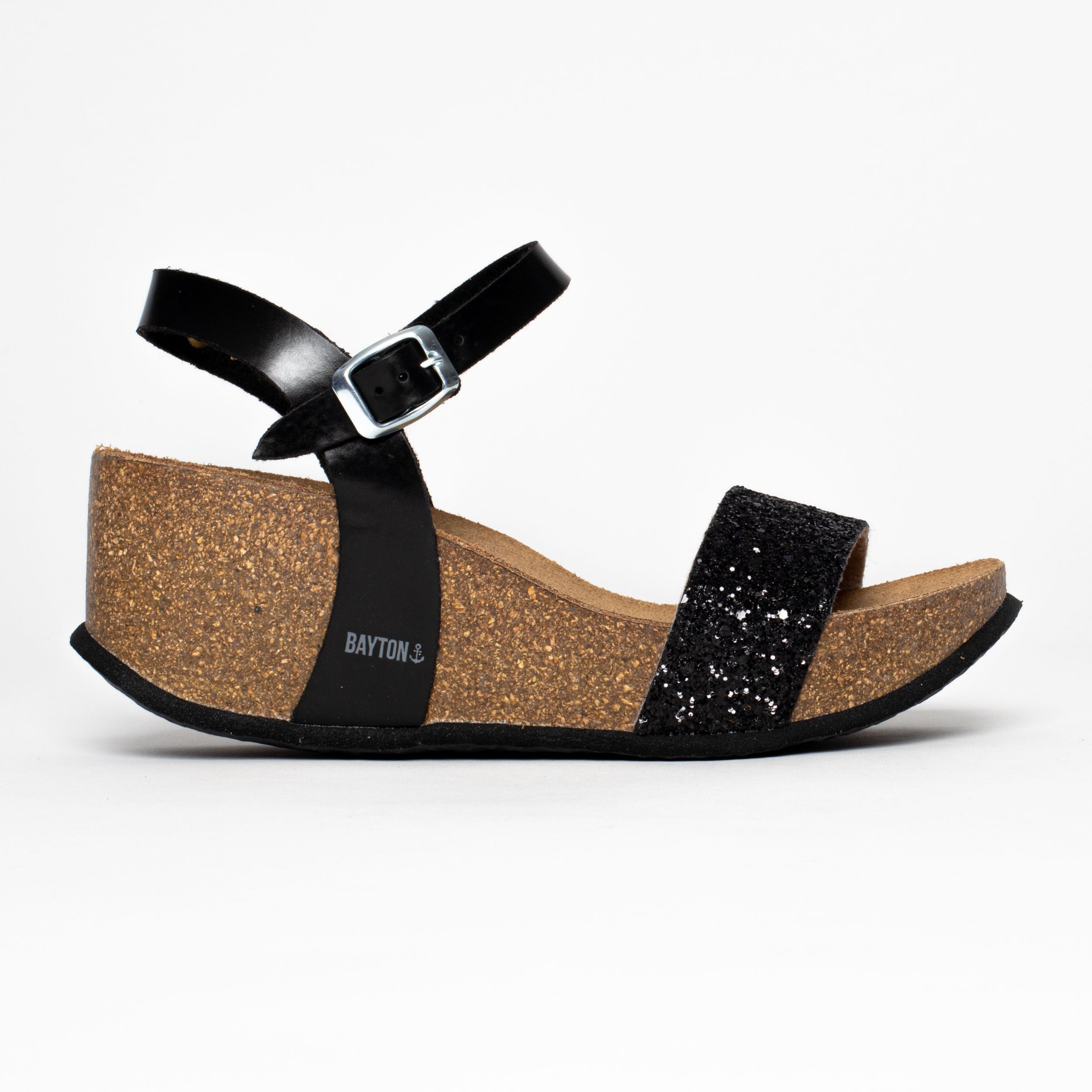 Hyas Black Wedge and Semi-Wedge Sandals