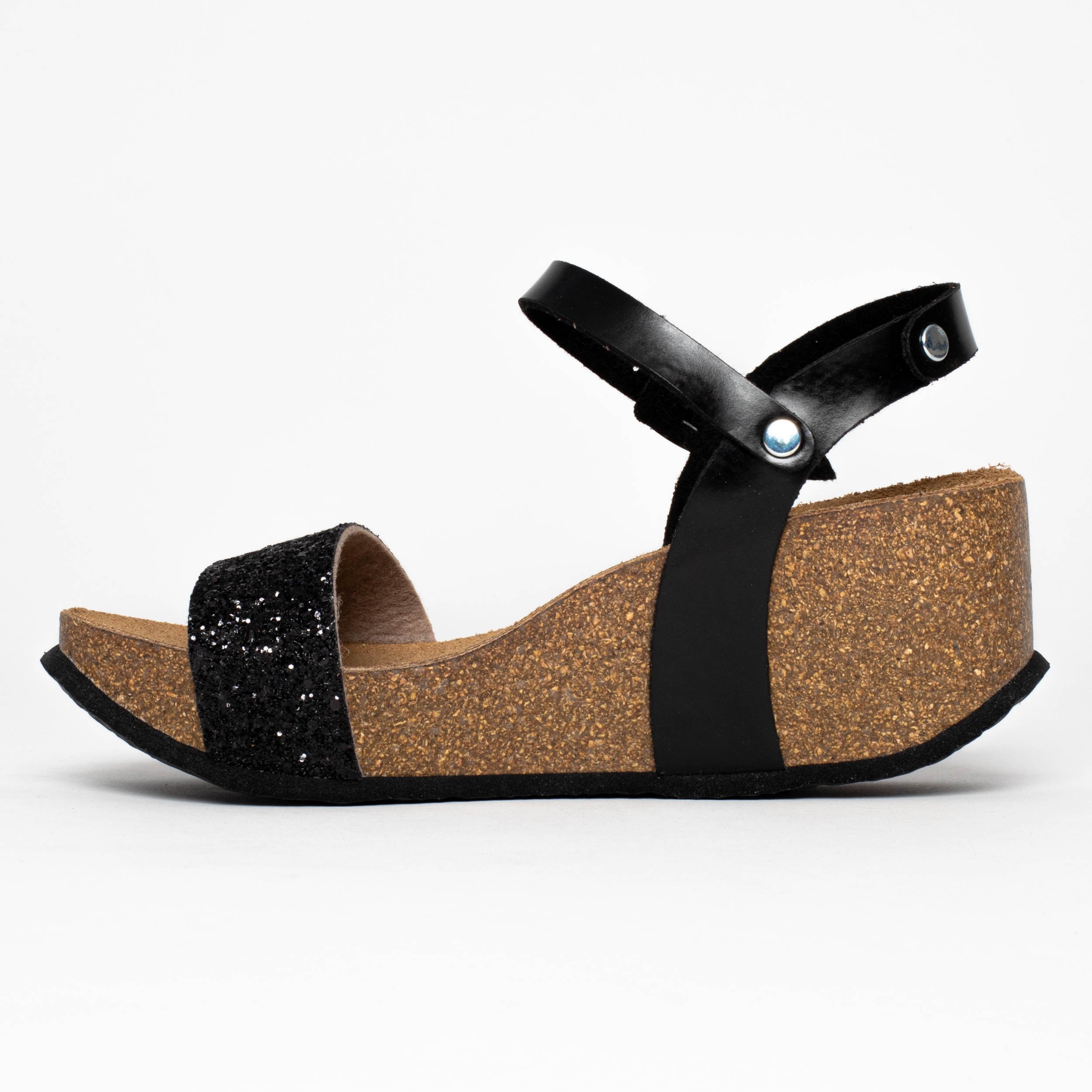 Sandalias Hyas De Cuña Y Semicuña Negro