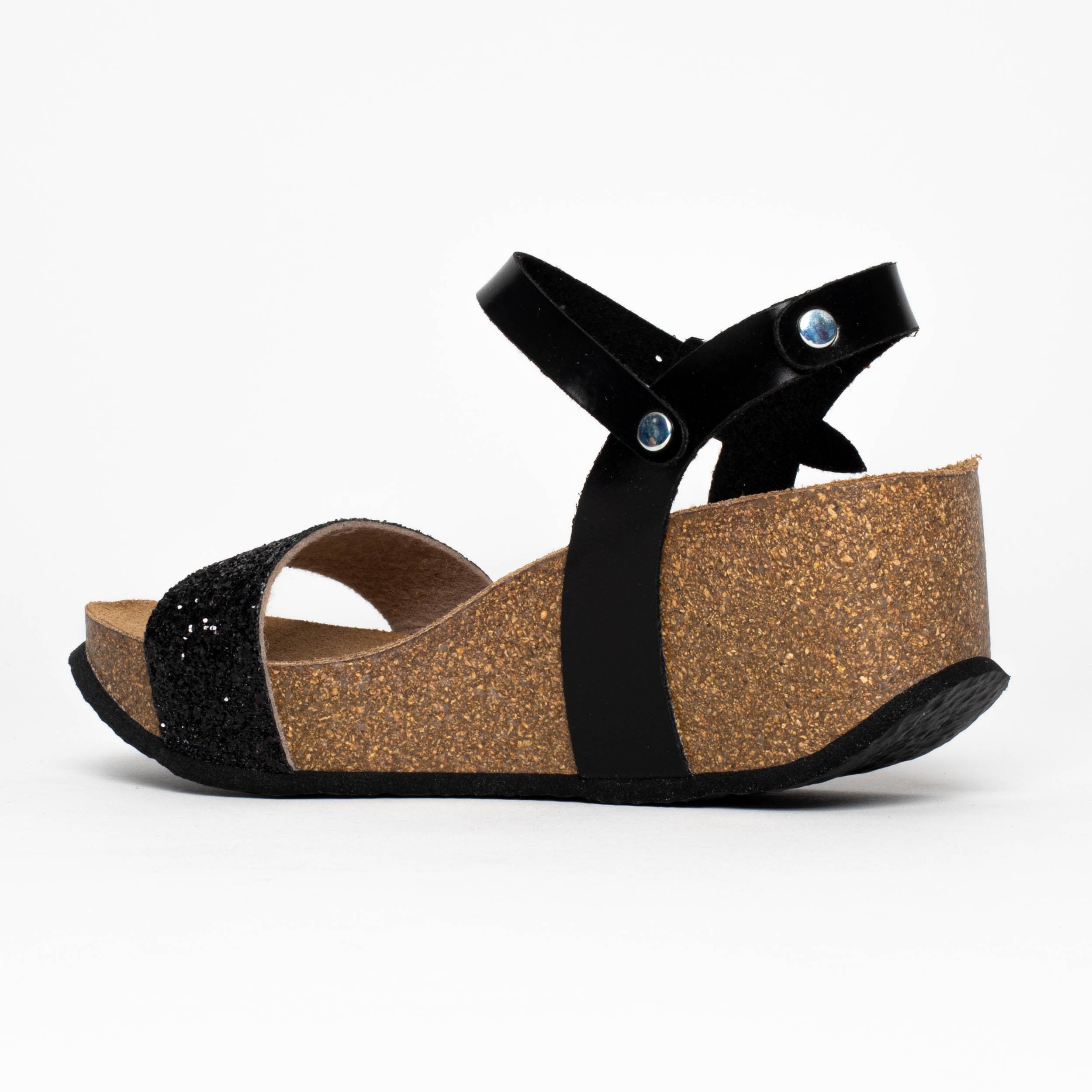 Sandalias Hyas De Cuña Y Semicuña Negro