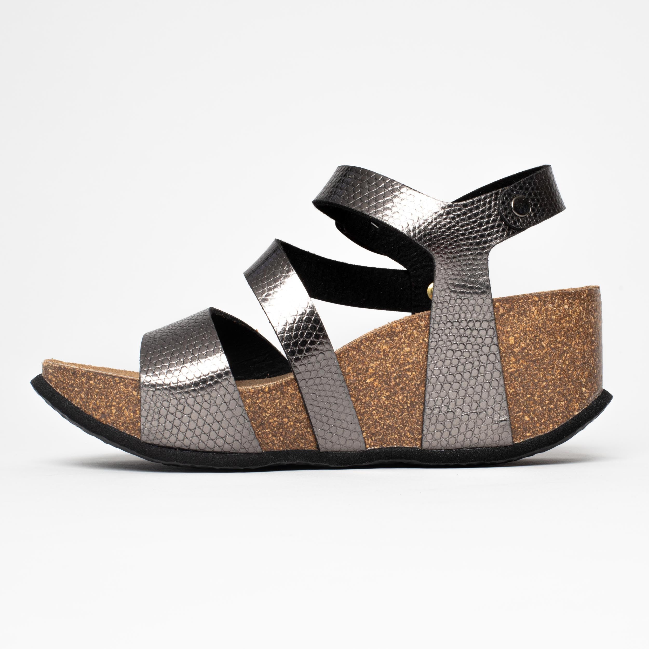 Melilla Pewter Wedge and Semi-Wedge Sandals