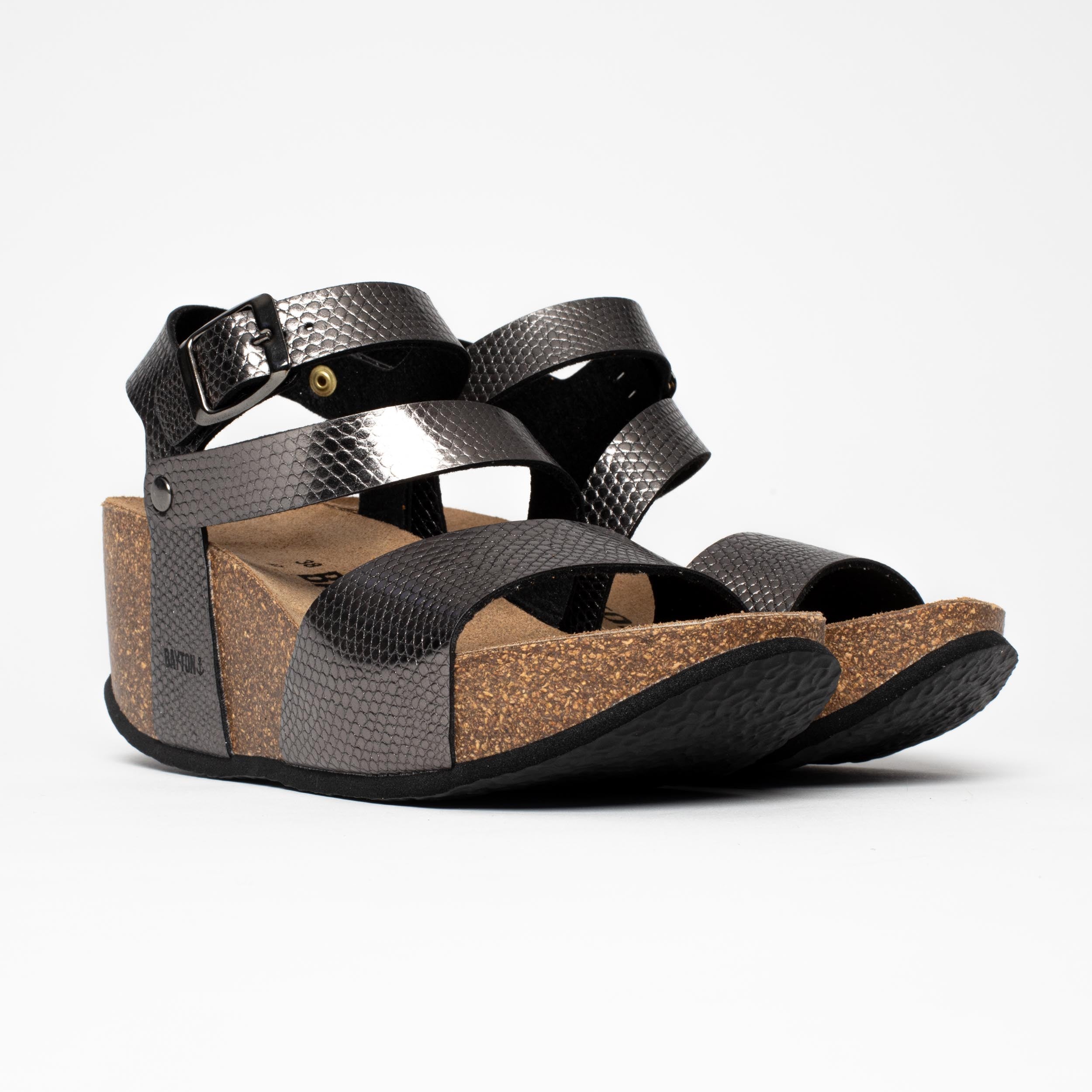 Melilla Pewter Wedge and Semi-Wedge Sandals