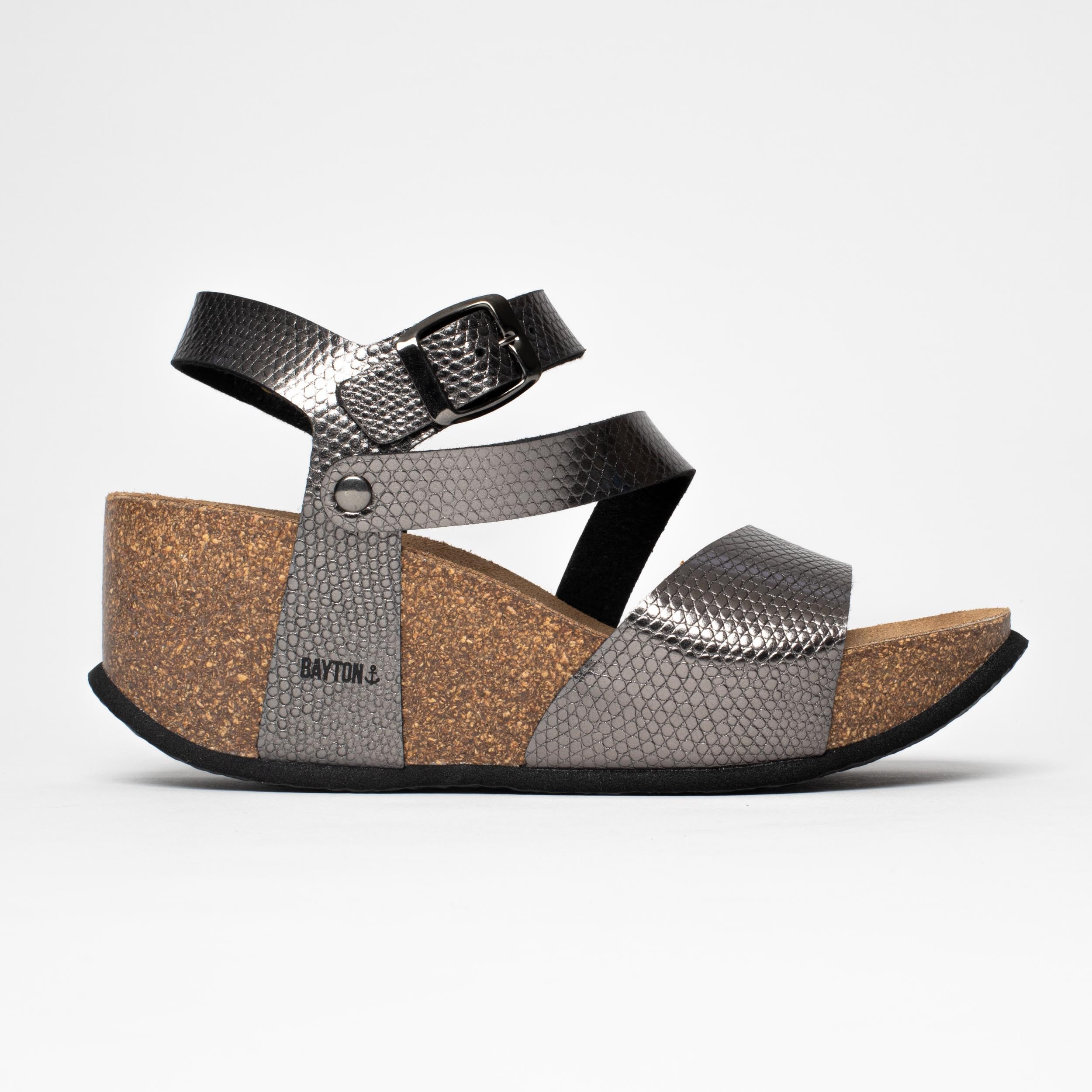 Melilla Pewter Wedge and Semi-Wedge Sandals