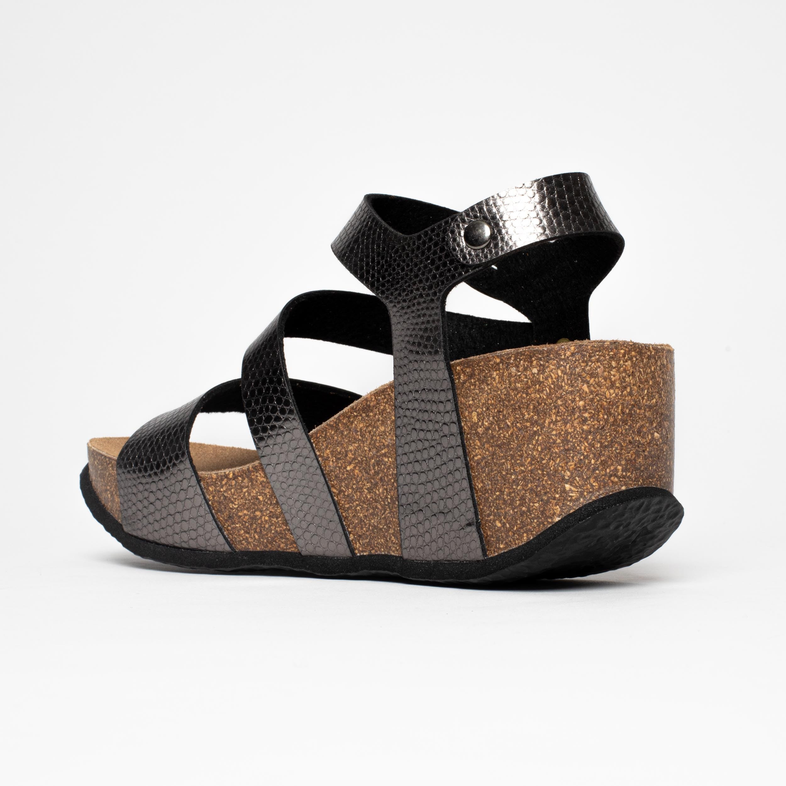 Melilla Pewter Wedge and Semi-Wedge Sandals