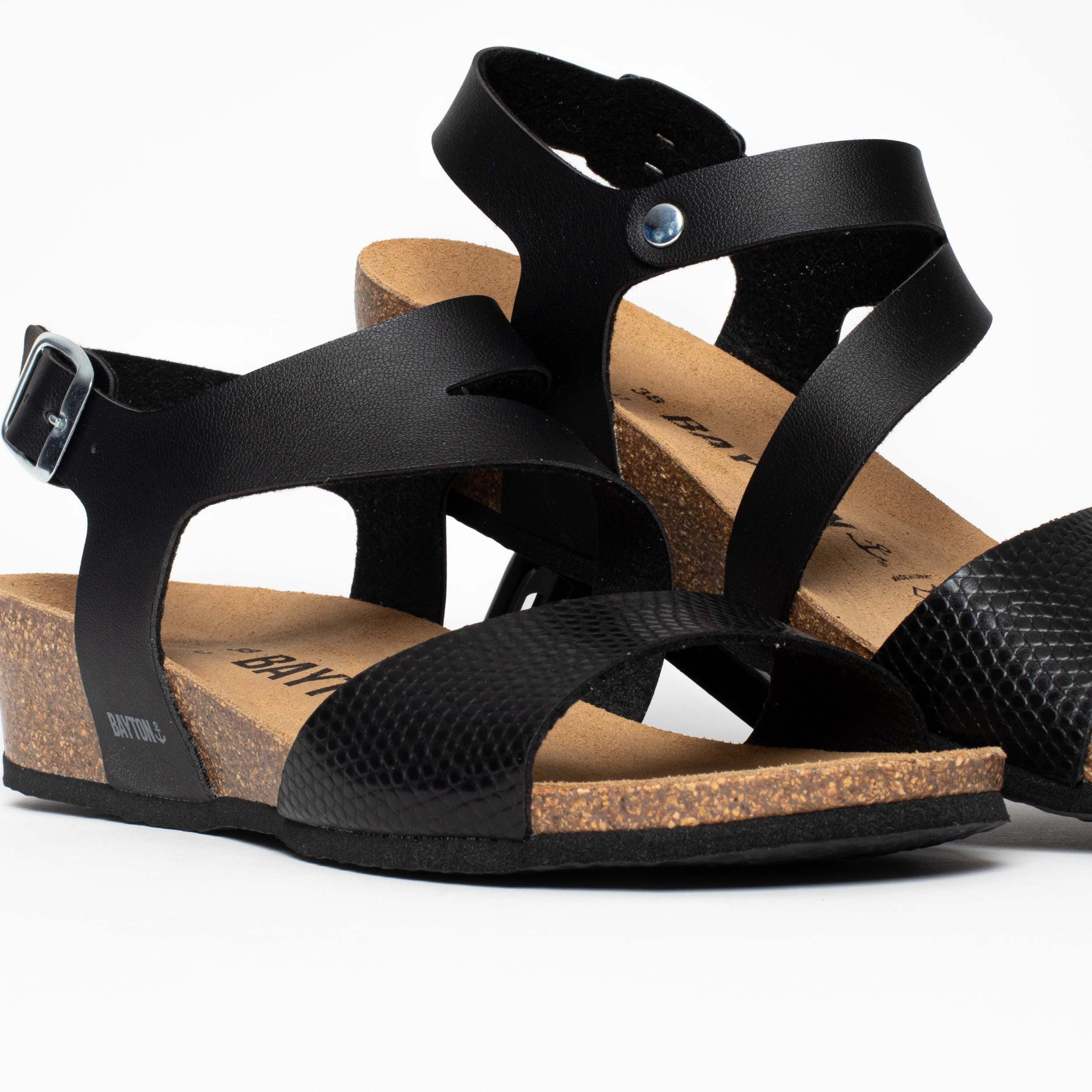 Reus Black Wedge and Semi-Wedge Sandals