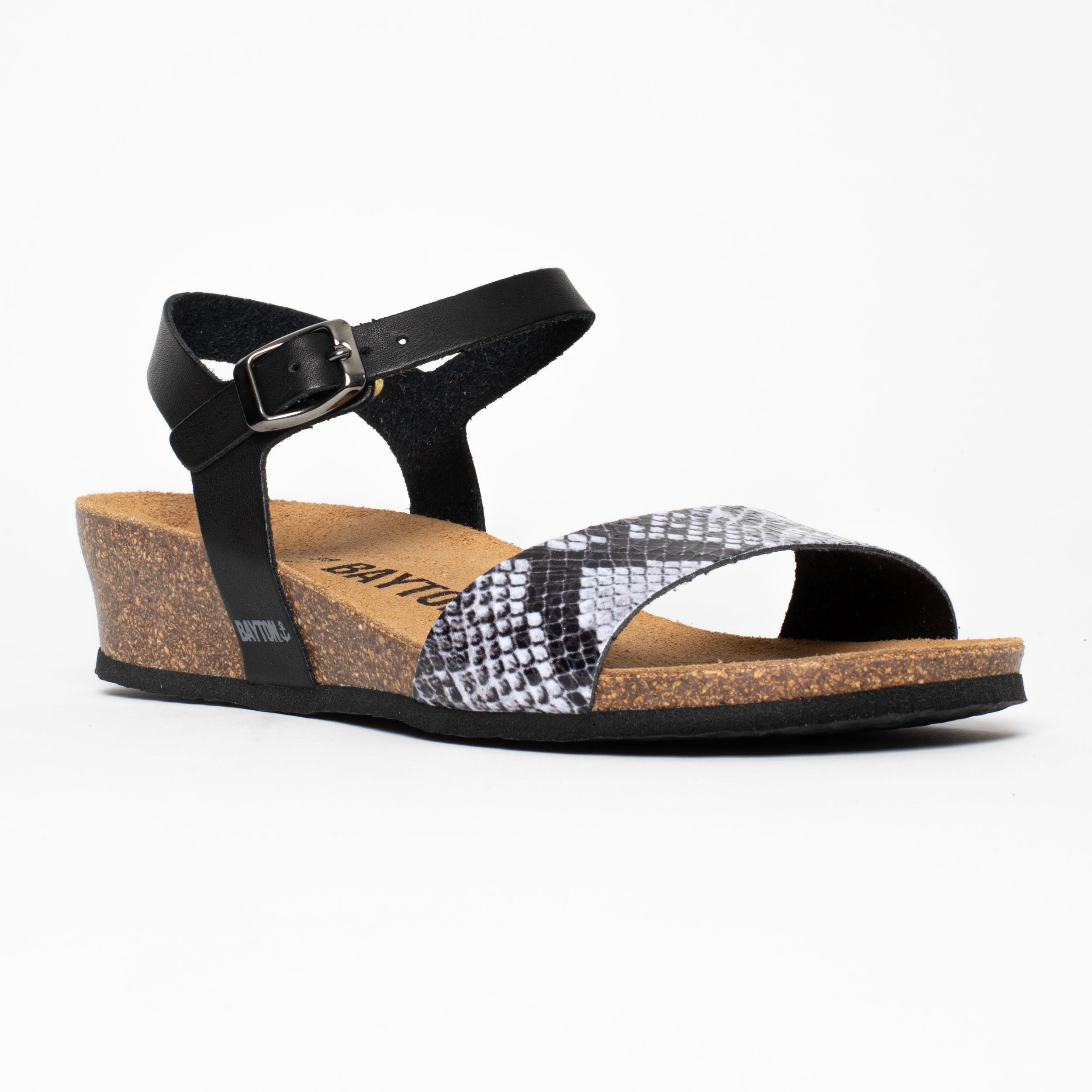 Wodonga Black Python Wedge and Semi-Wedge Sandals