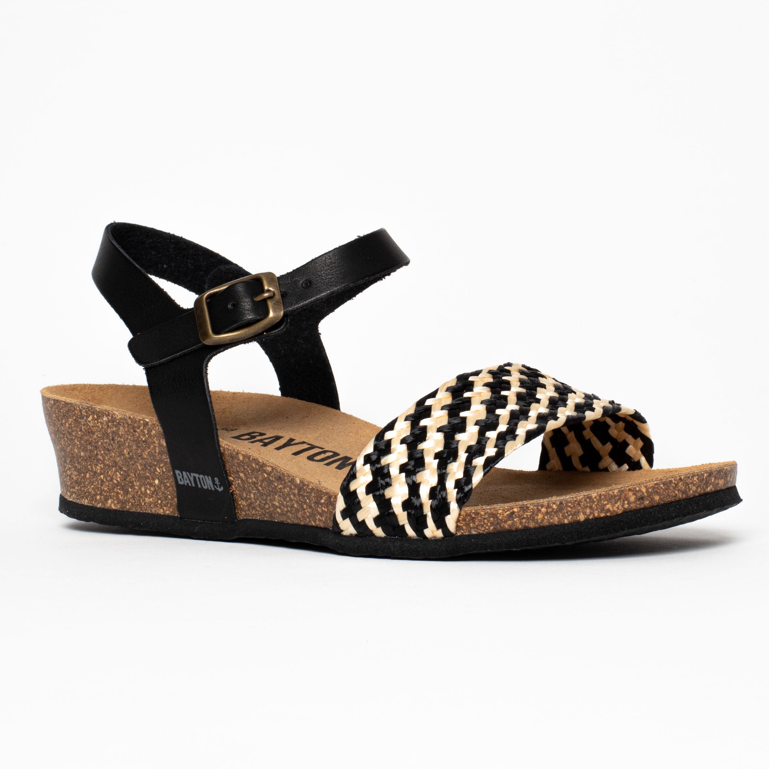 Black and White Leganes Wedge and Semi-Wedge Sandals