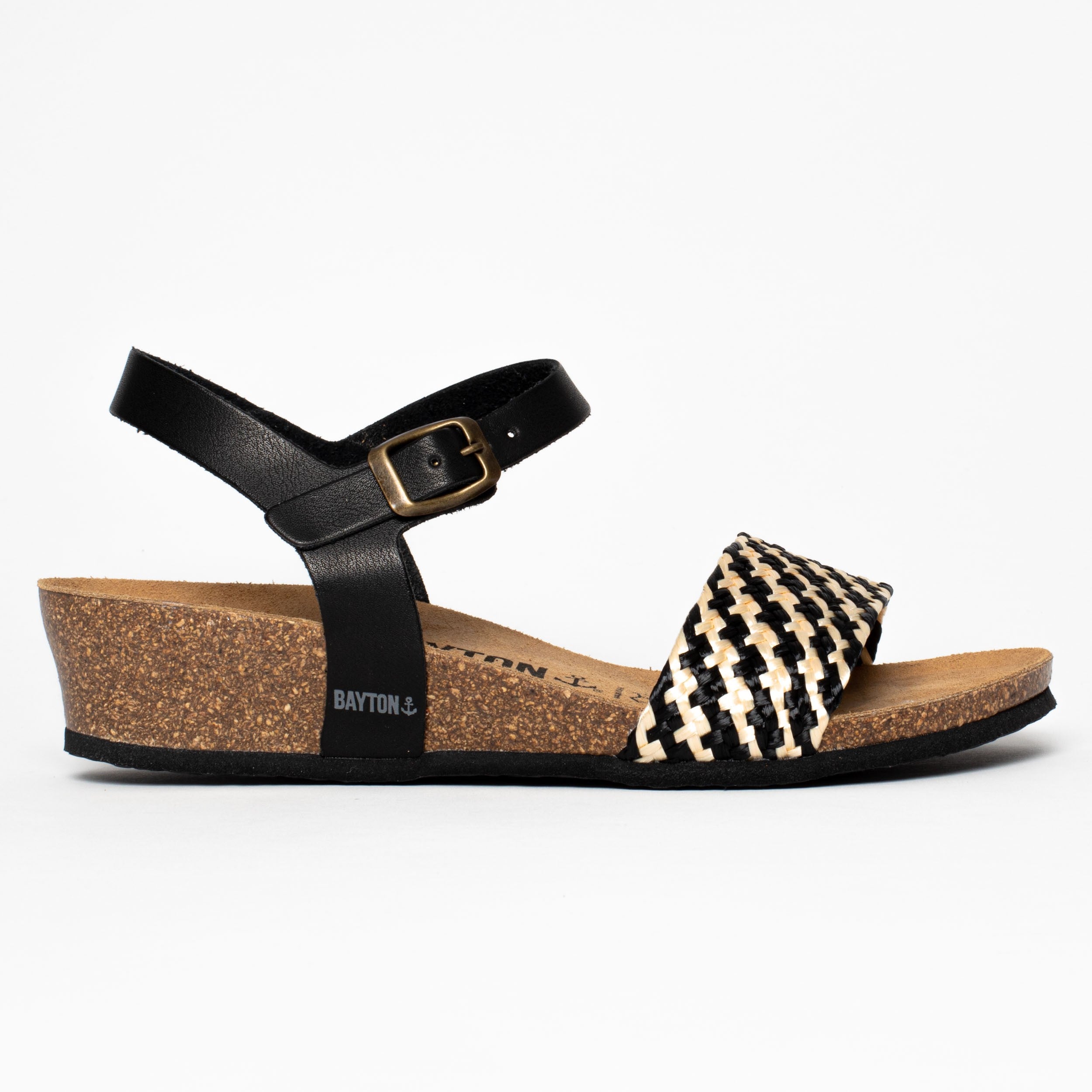 Black and White Leganes Wedge and Semi-Wedge Sandals