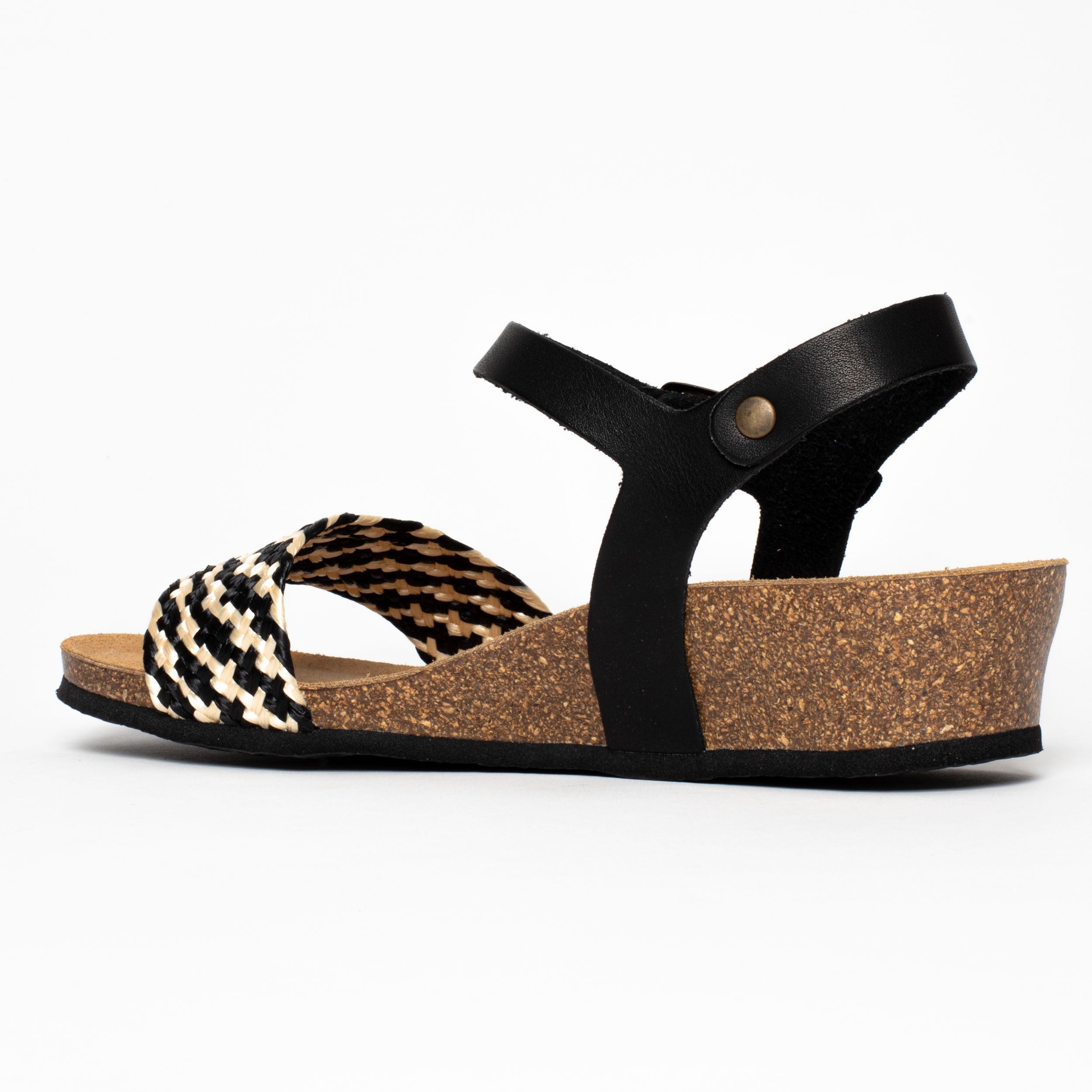 Black and White Leganes Wedge and Semi-Wedge Sandals