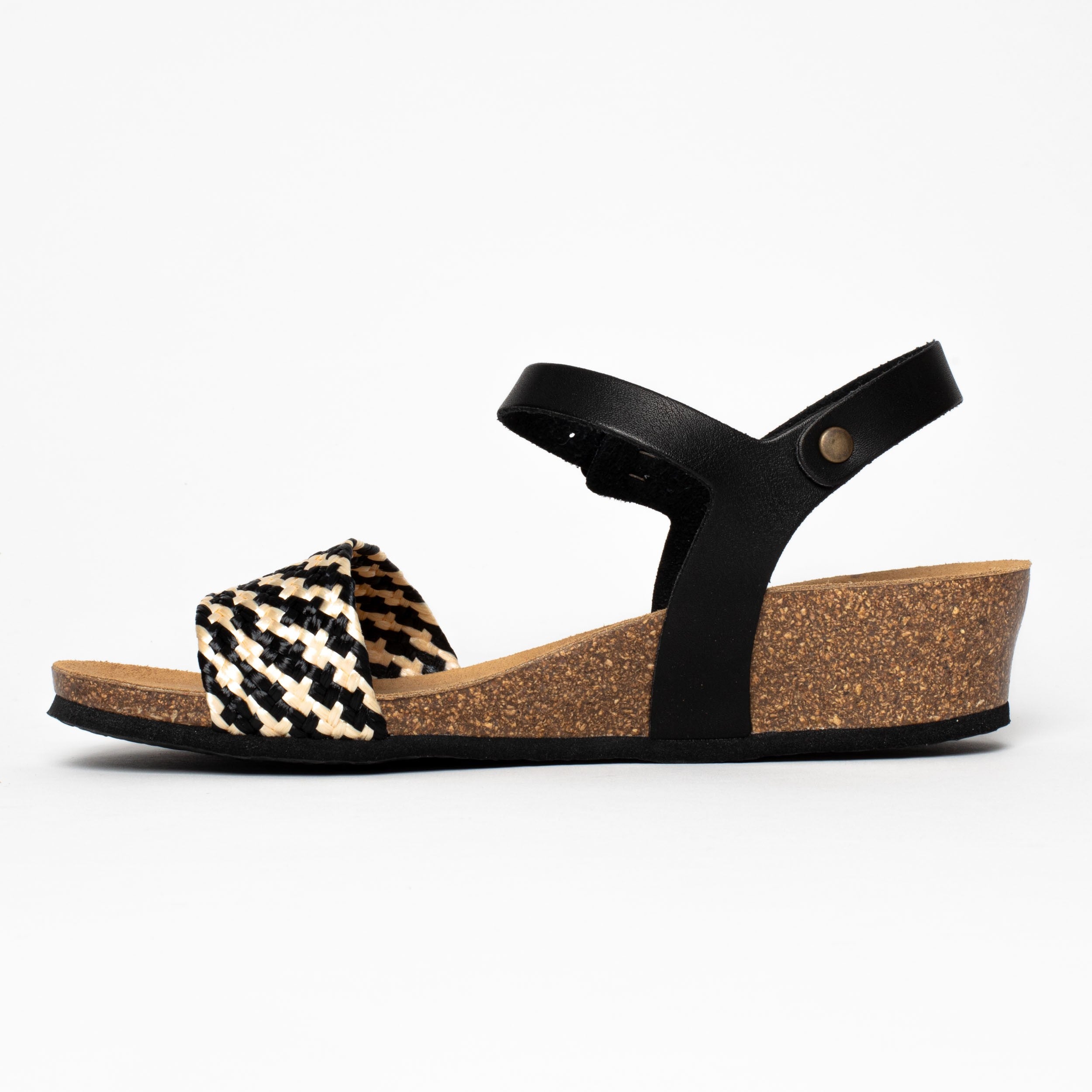 Black and White Leganes Wedge and Semi-Wedge Sandals