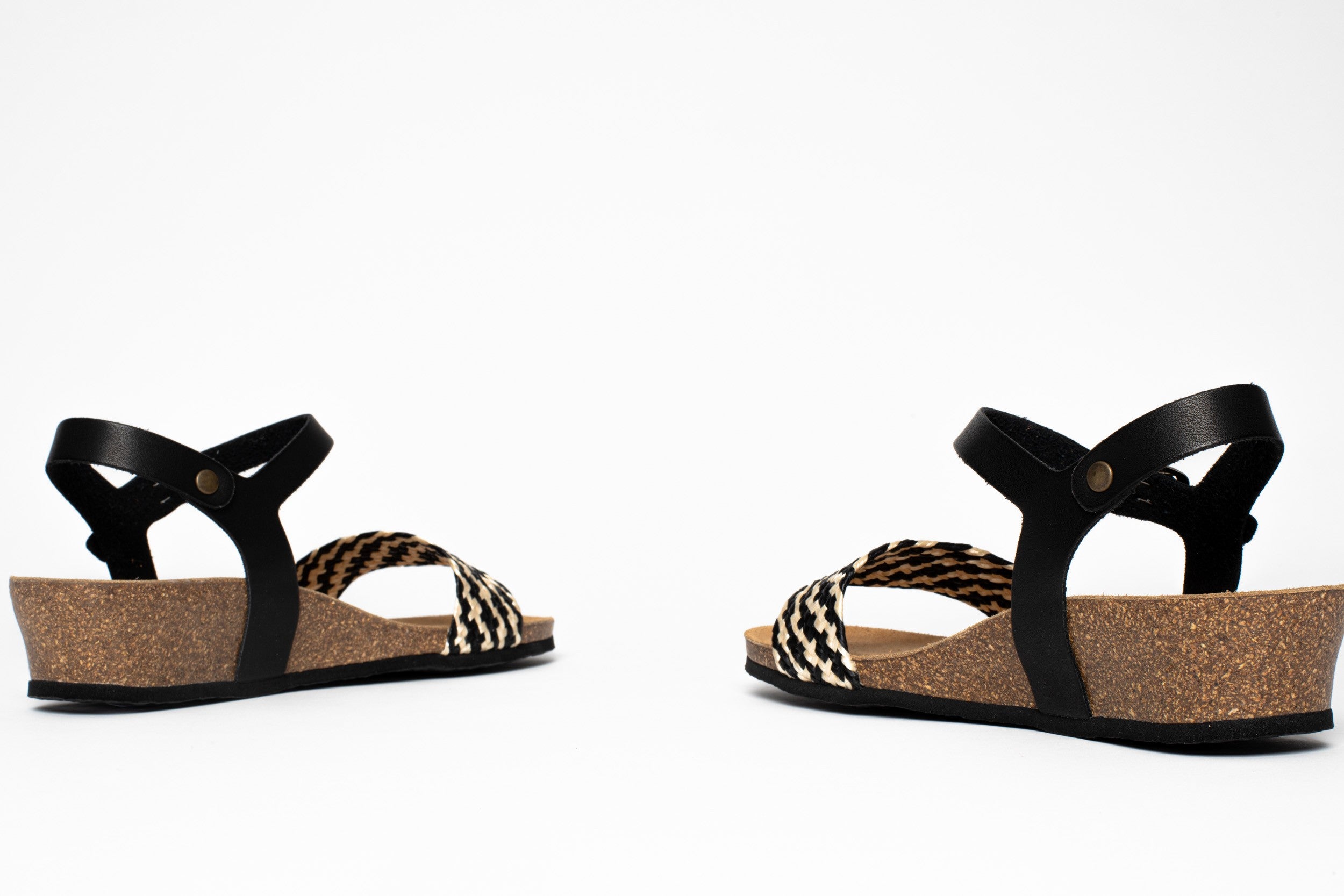 Black and White Leganes Wedge and Semi-Wedge Sandals