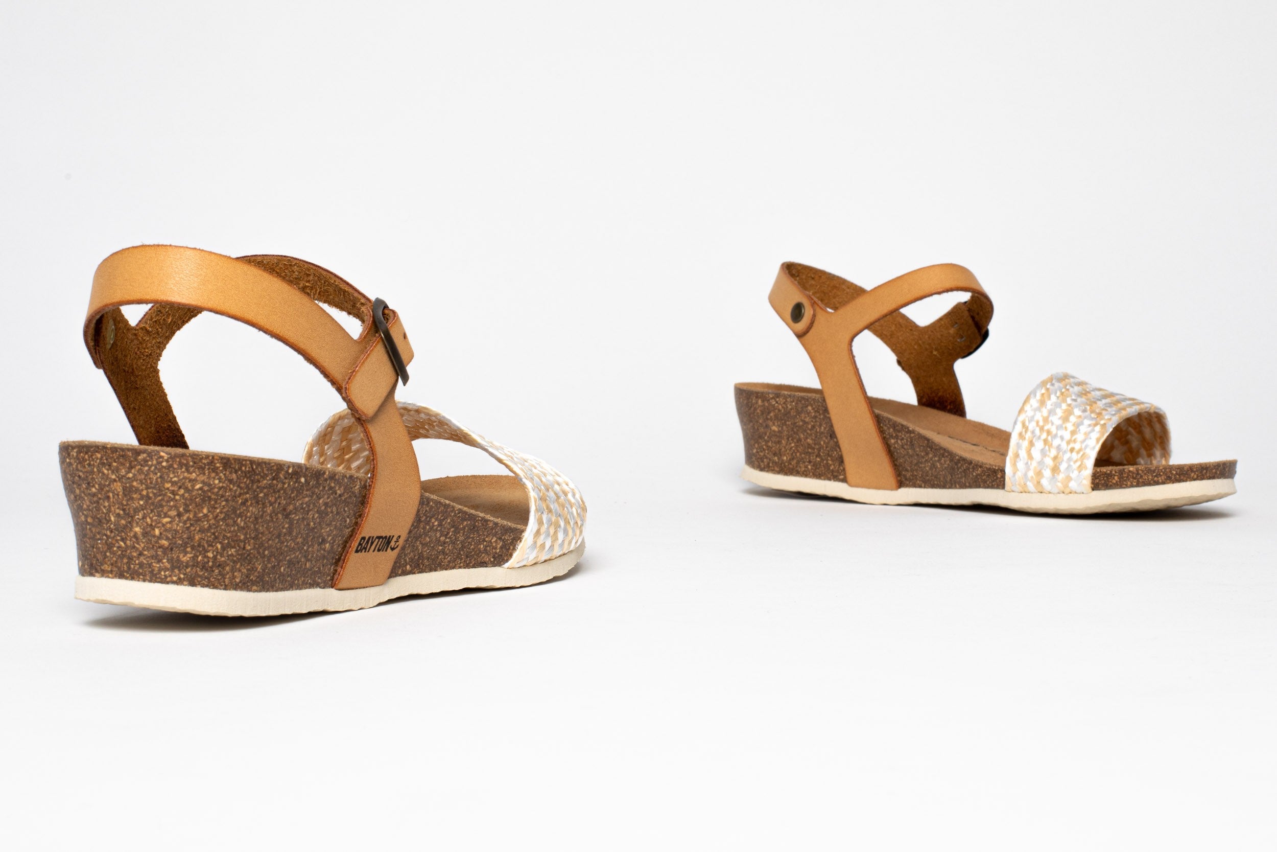 Leganes Tan and Gold Wedge and Semi-Wedge Sandals