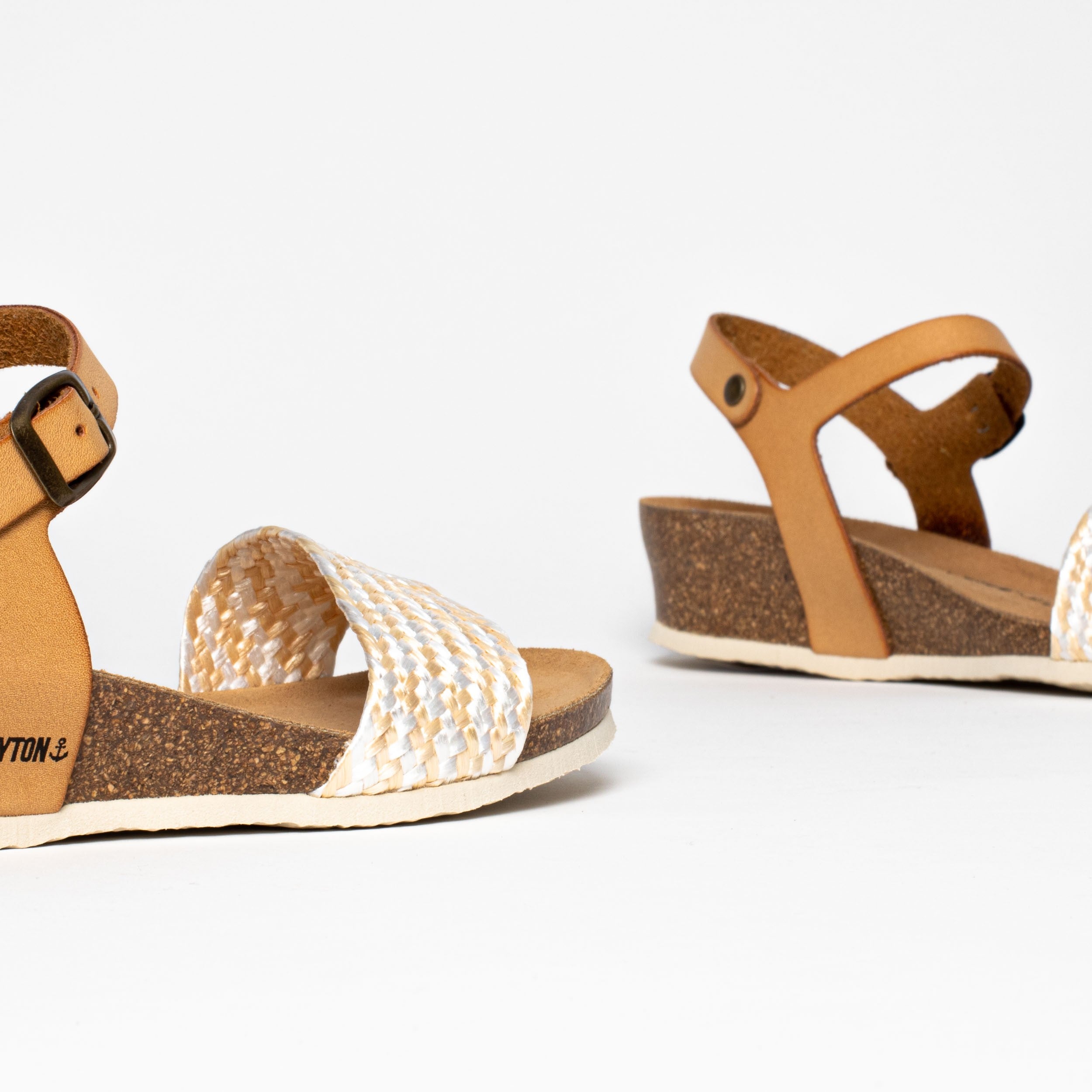 Leganes Tan and Gold Wedge and Semi-Wedge Sandals