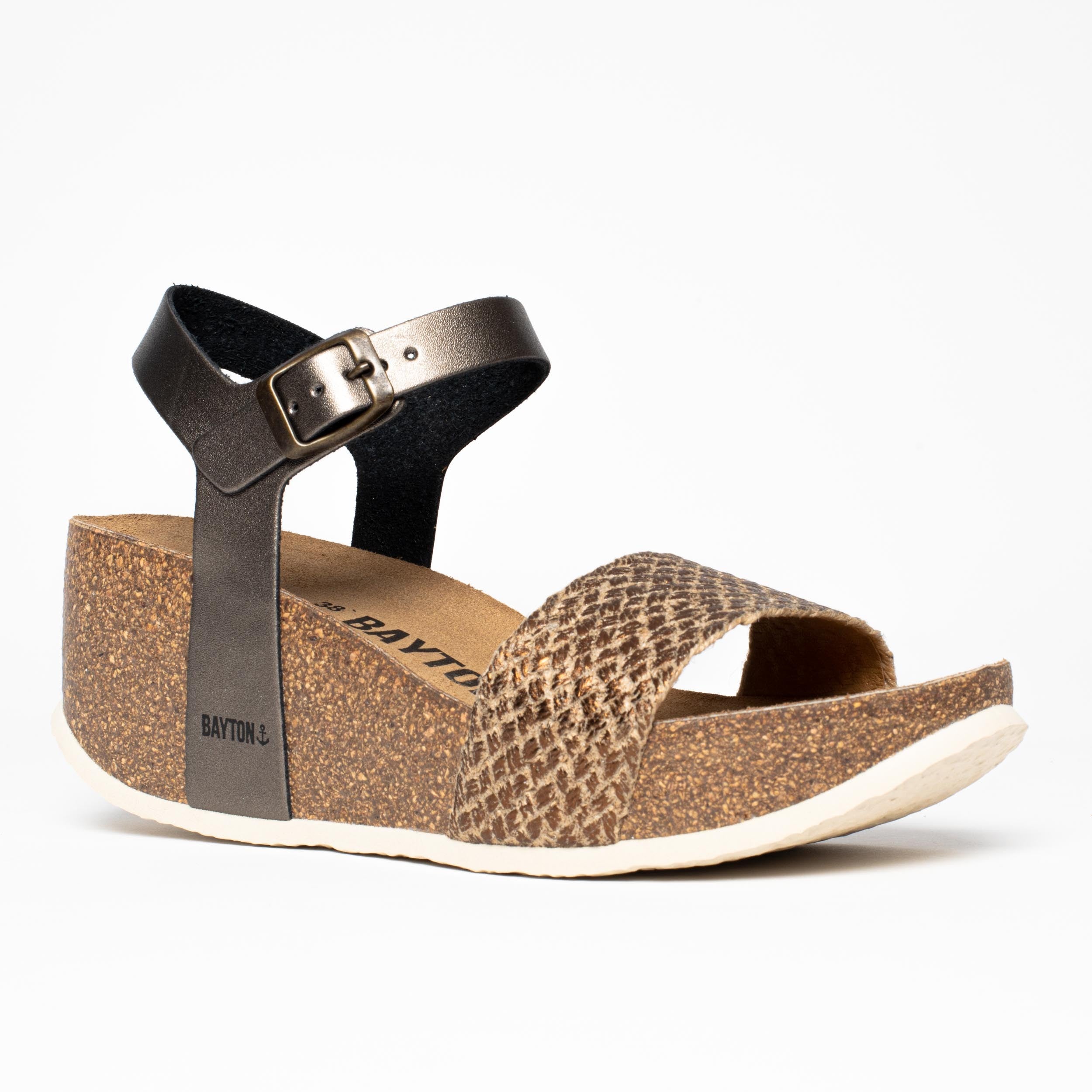 Toledo Bronze and Pewter Wedge and Semi-Wedge Sandals