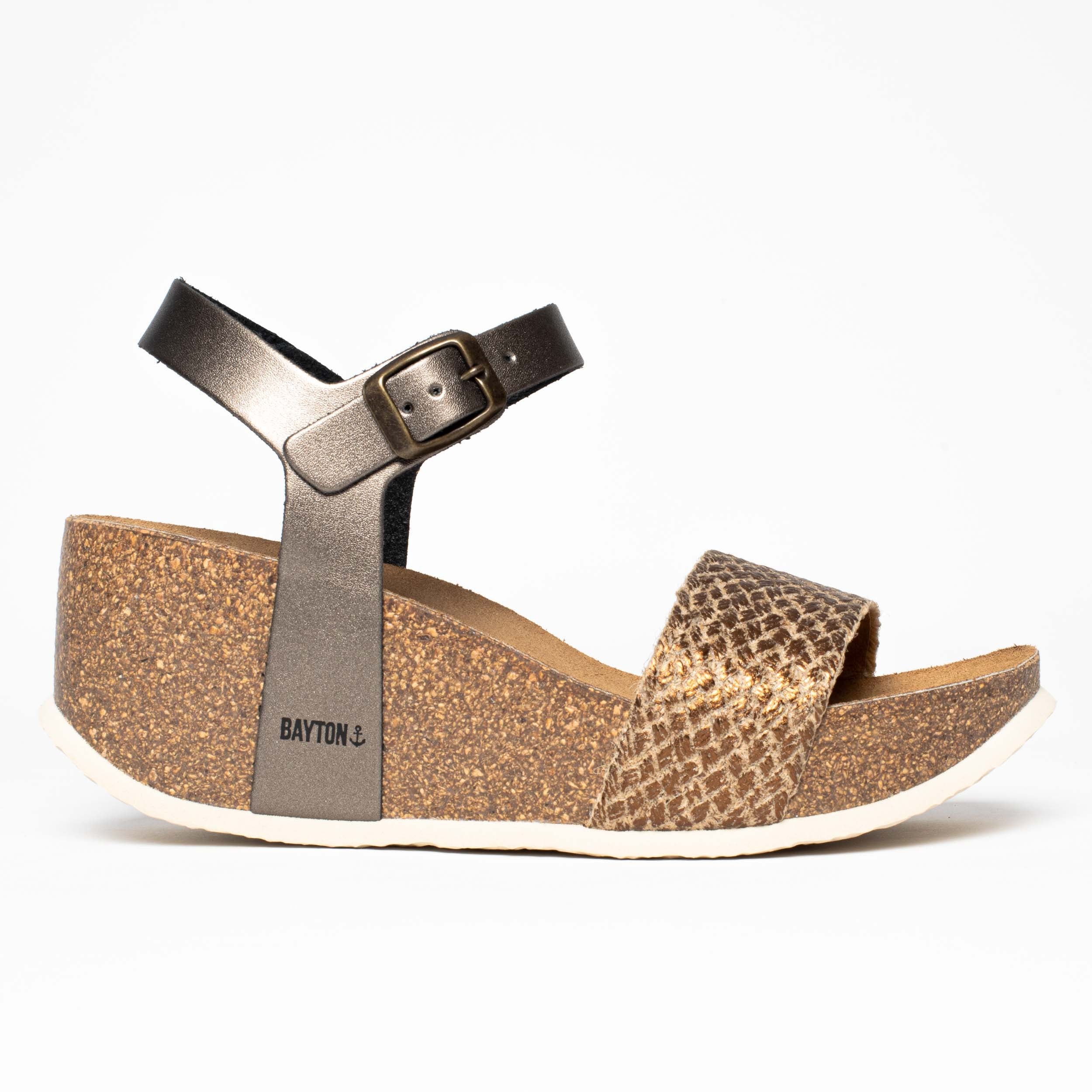 Toledo Bronze and Pewter Wedge and Semi-Wedge Sandals