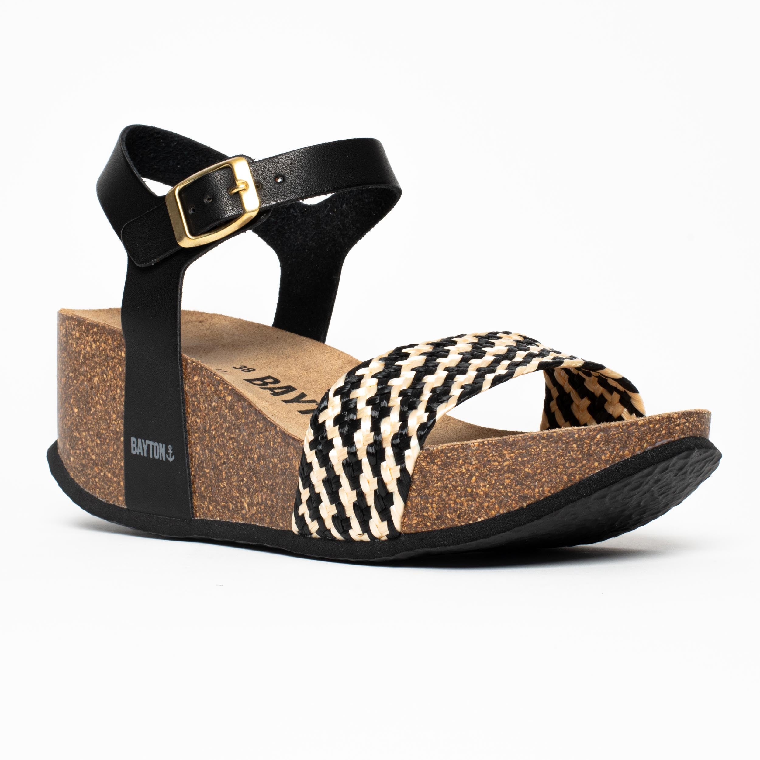 Toledo Black and White Wedge and Semi-Wedge Sandals