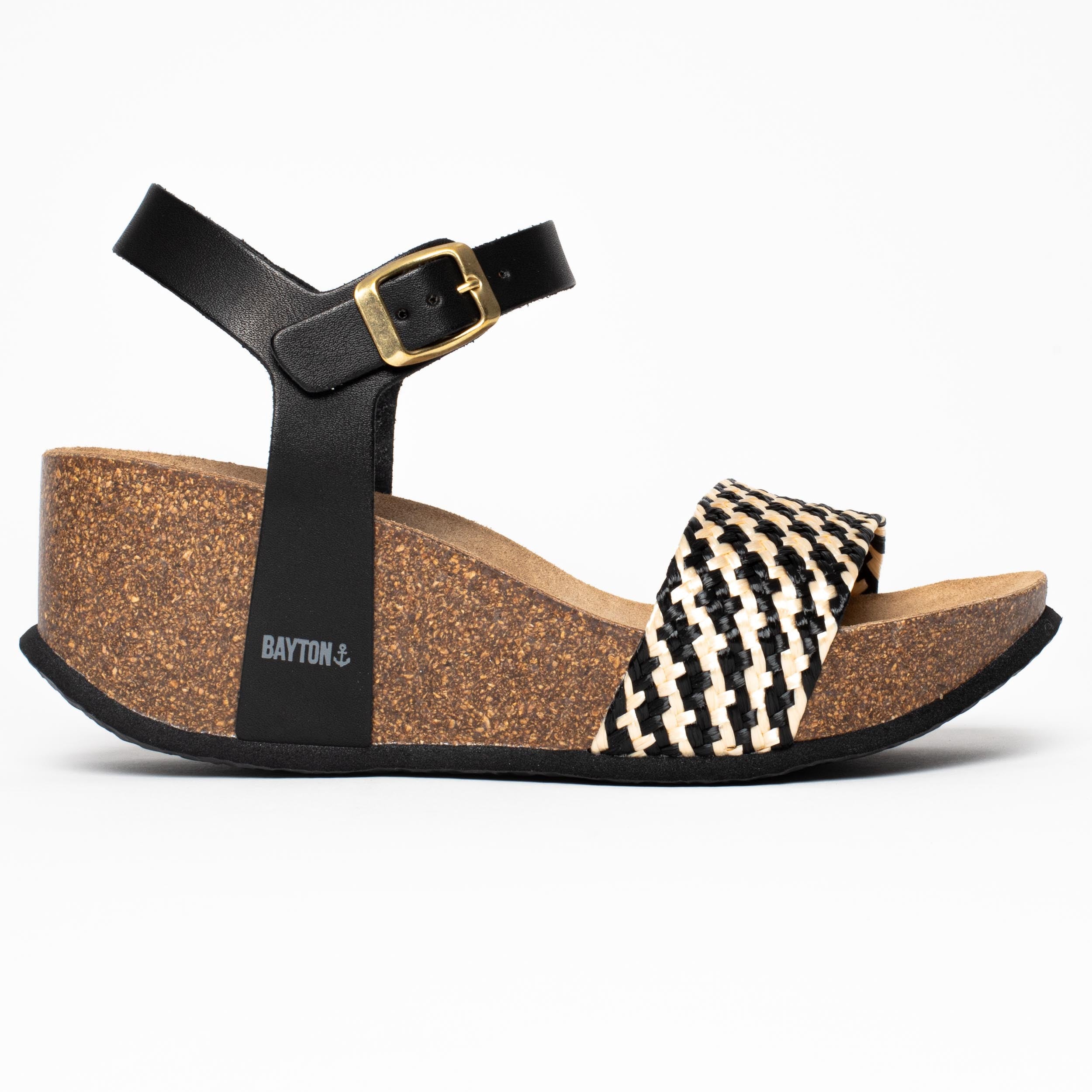 Toledo Black and White Wedge and Semi-Wedge Sandals