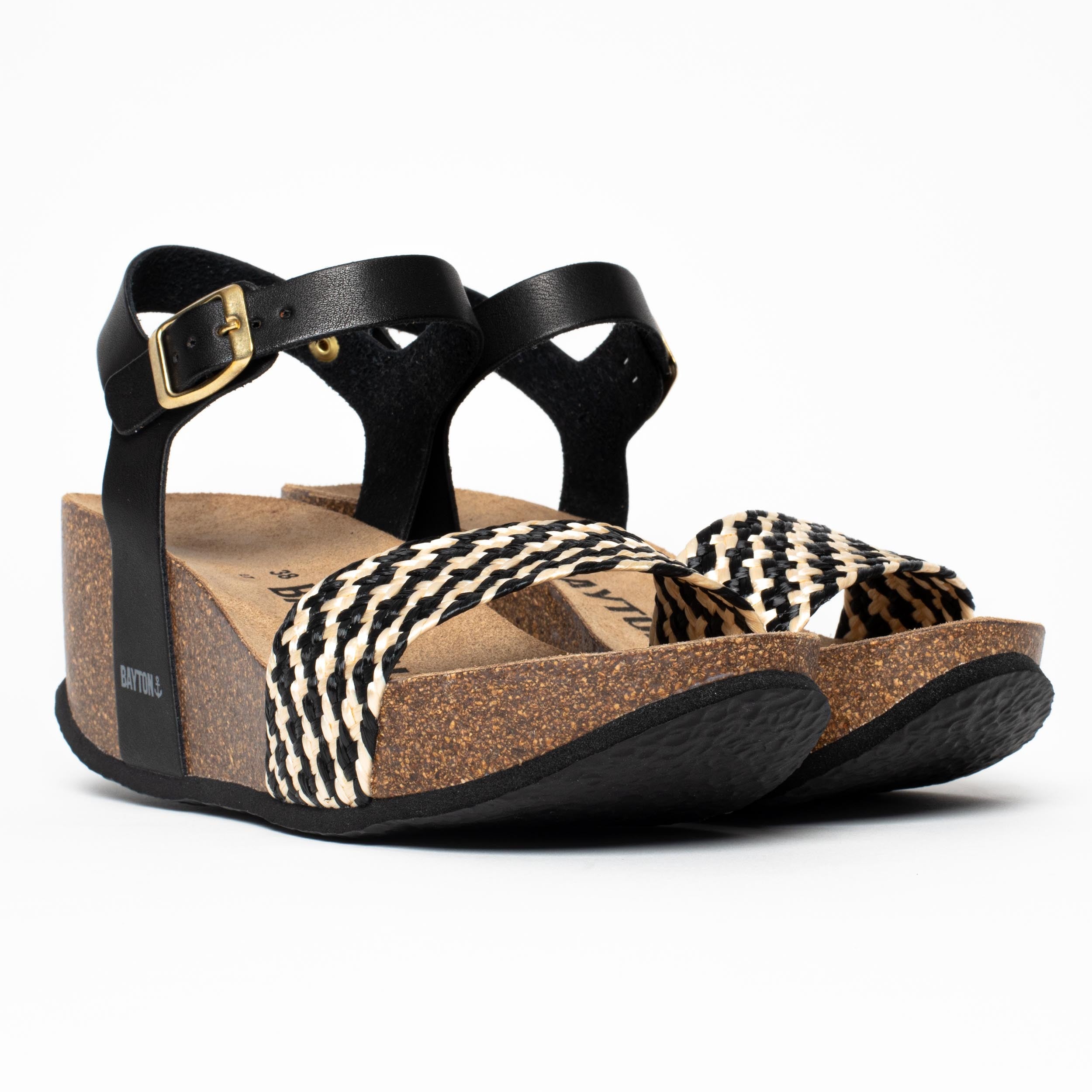 Toledo Black and White Wedge and Semi-Wedge Sandals