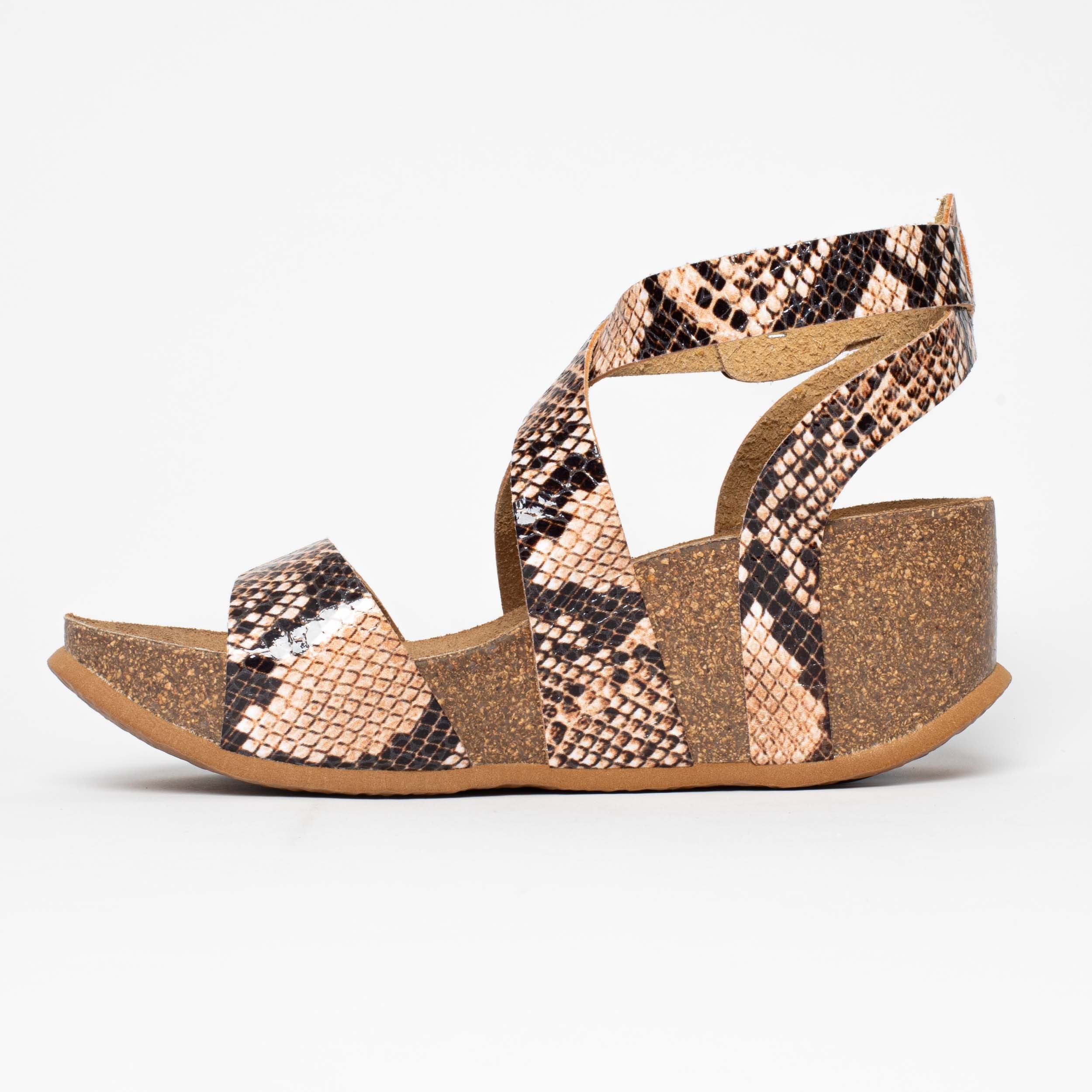 Pampelune Beige and Python Wedge and Semi-Wedge Sandals