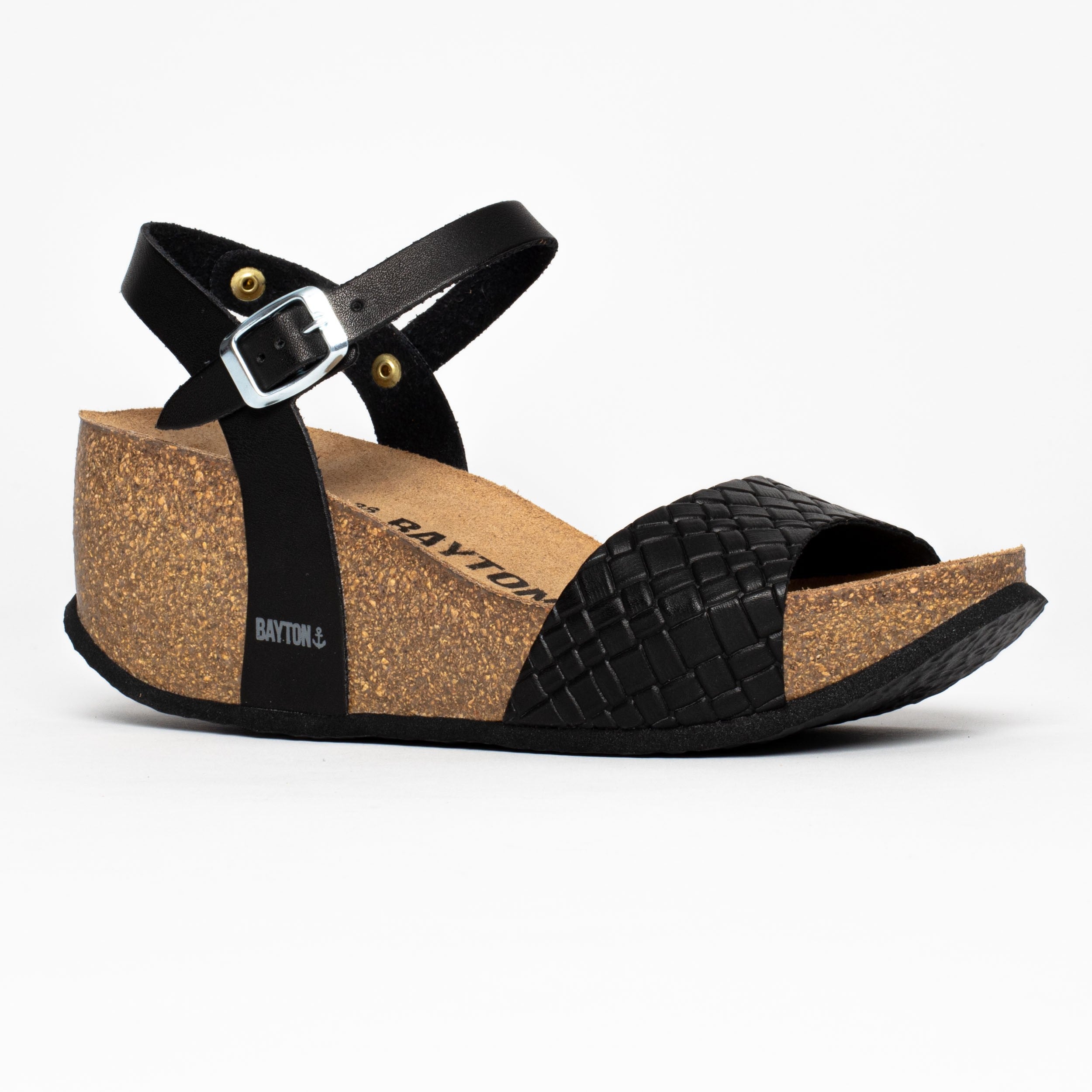 Sandalias Maya Cuña Y Semicuña Negro