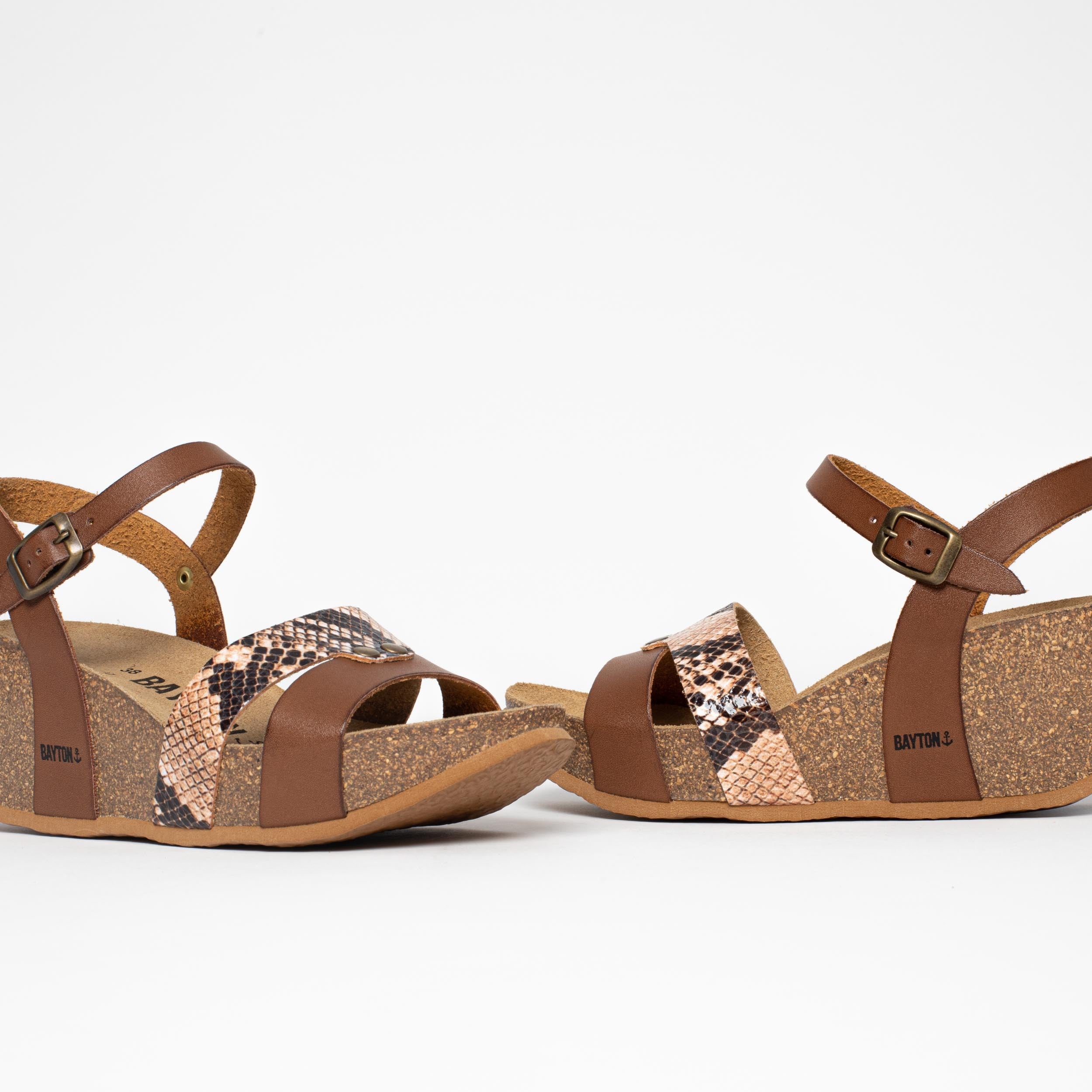 Leonie Beige and Python Wedge and Semi-Wedge Sandals