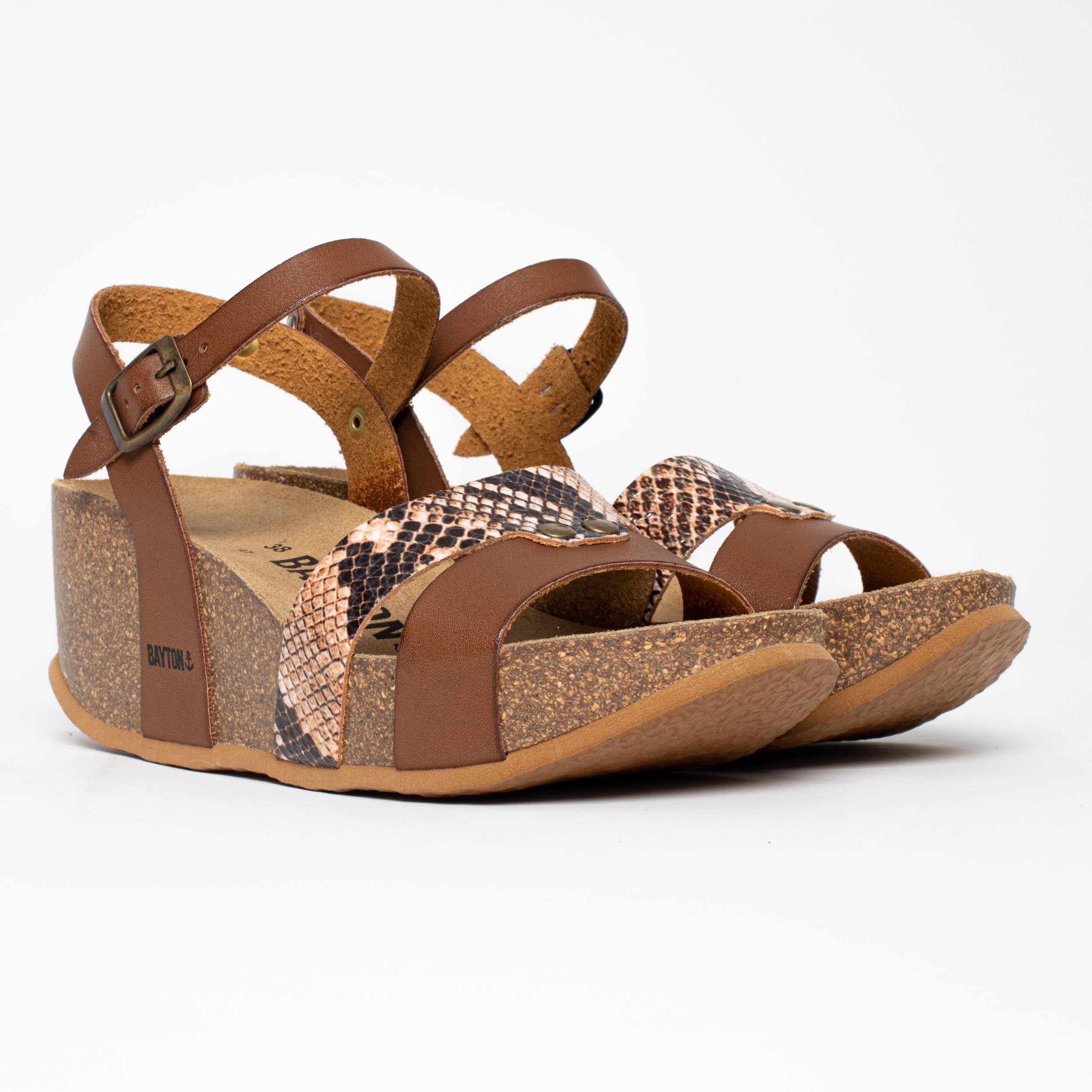 Leonie Beige and Python Wedge and Semi-Wedge Sandals