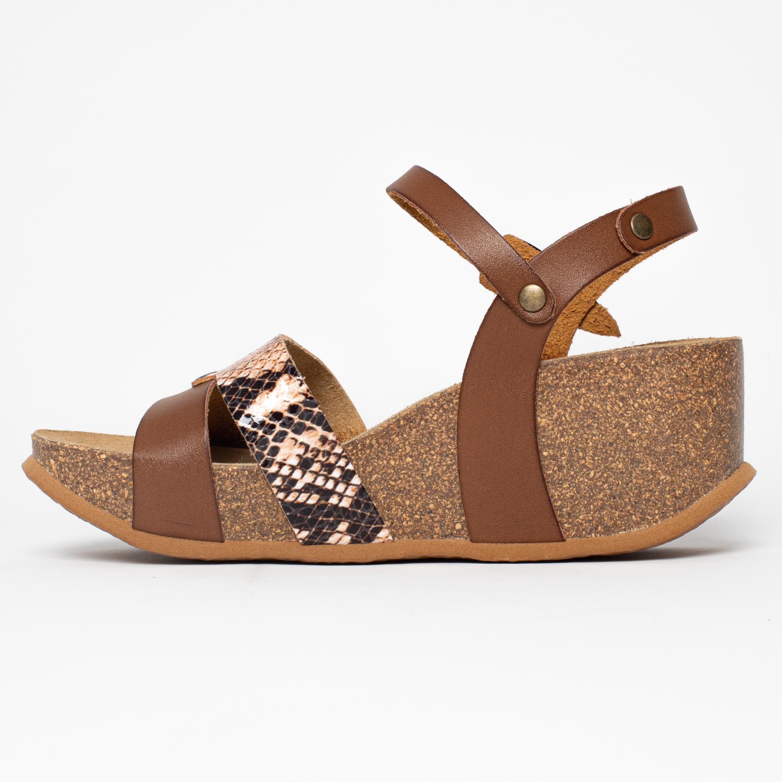 Leonie Beige and Python Wedge and Semi-Wedge Sandals