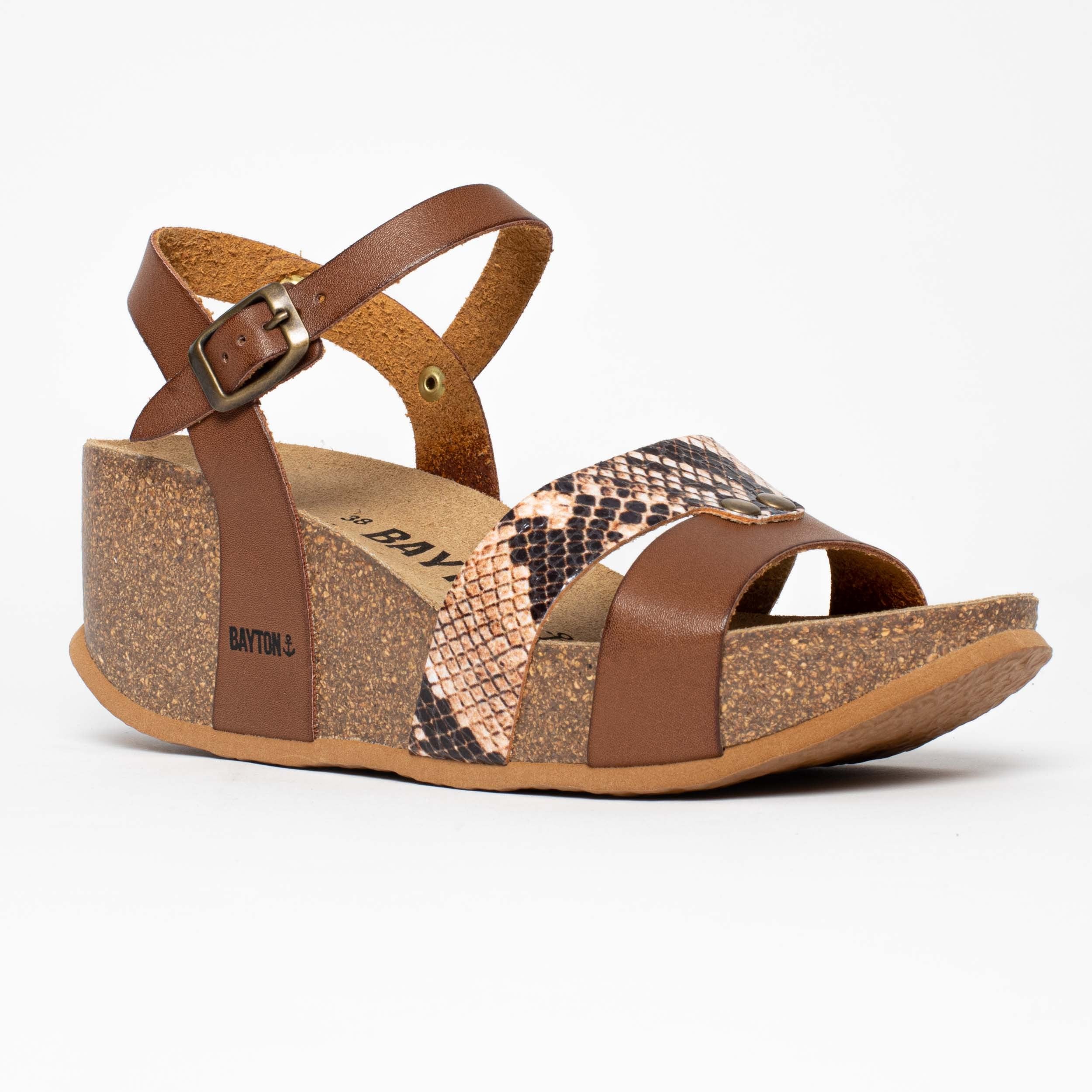 Leonie Beige and Python Wedge and Semi-Wedge Sandals