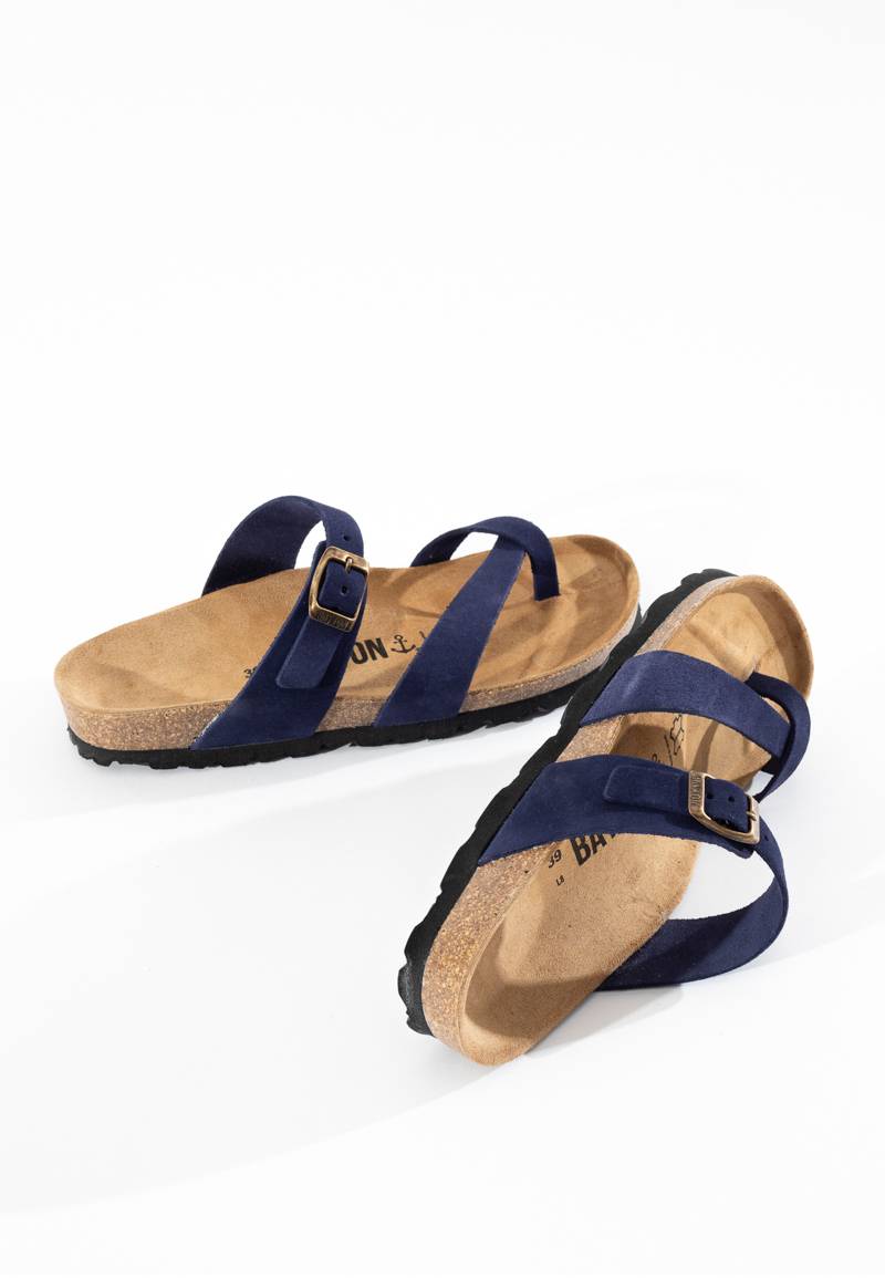 Diane Navy Blue Toe-Thong Sandals