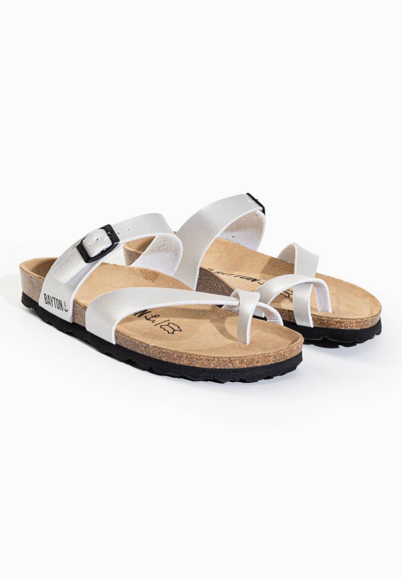 Diane Silver White Toe-Thong Sandals