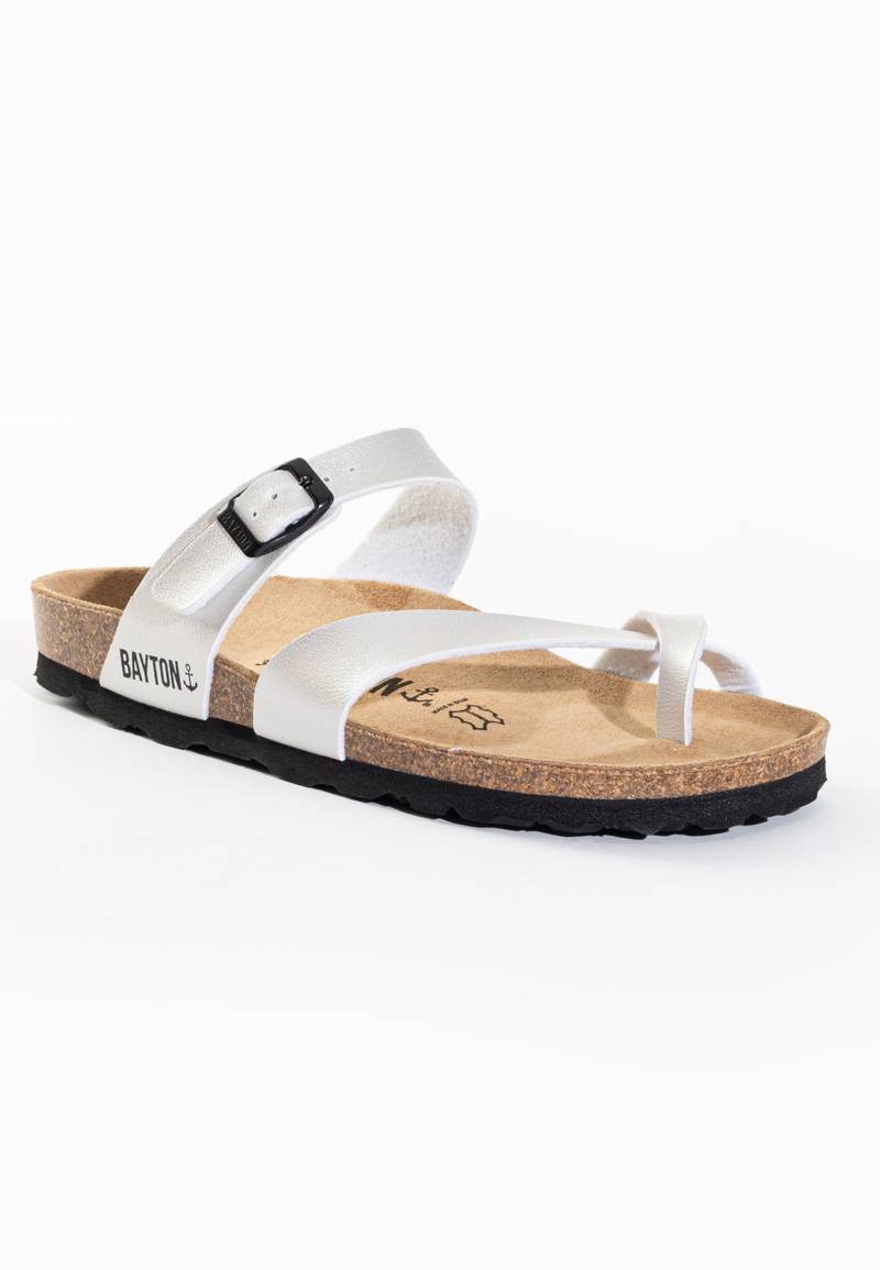 Diane Silver White Toe-Thong Sandals