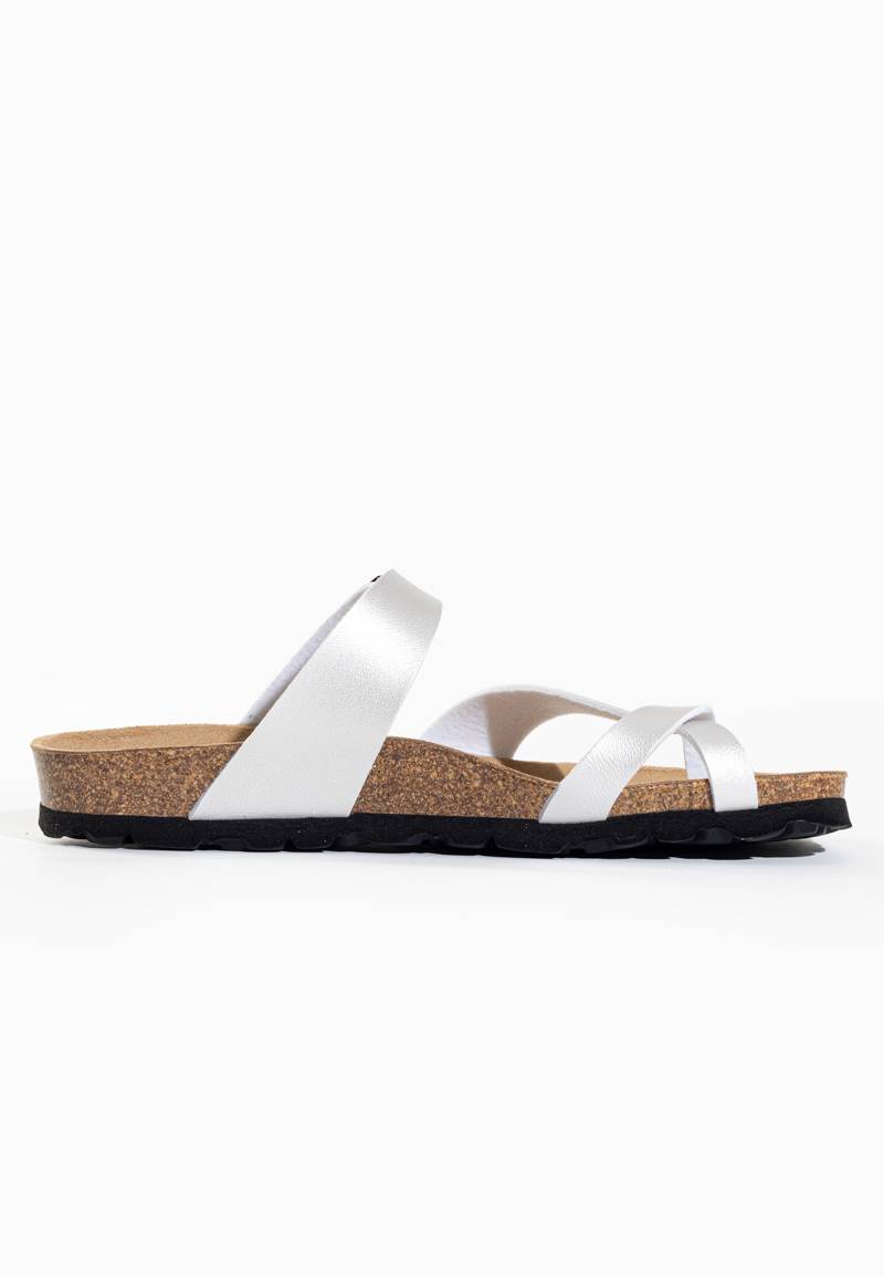 Diane Silver White Toe-Thong Sandals