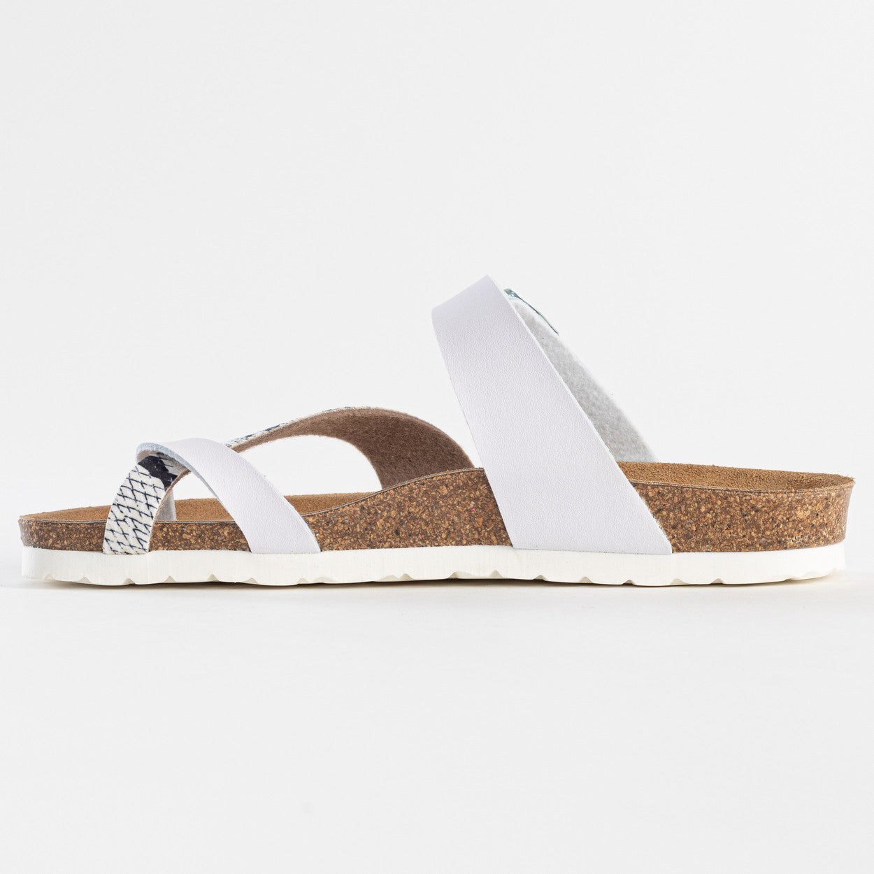 Diane White and Silver Toe-Thong Sandals