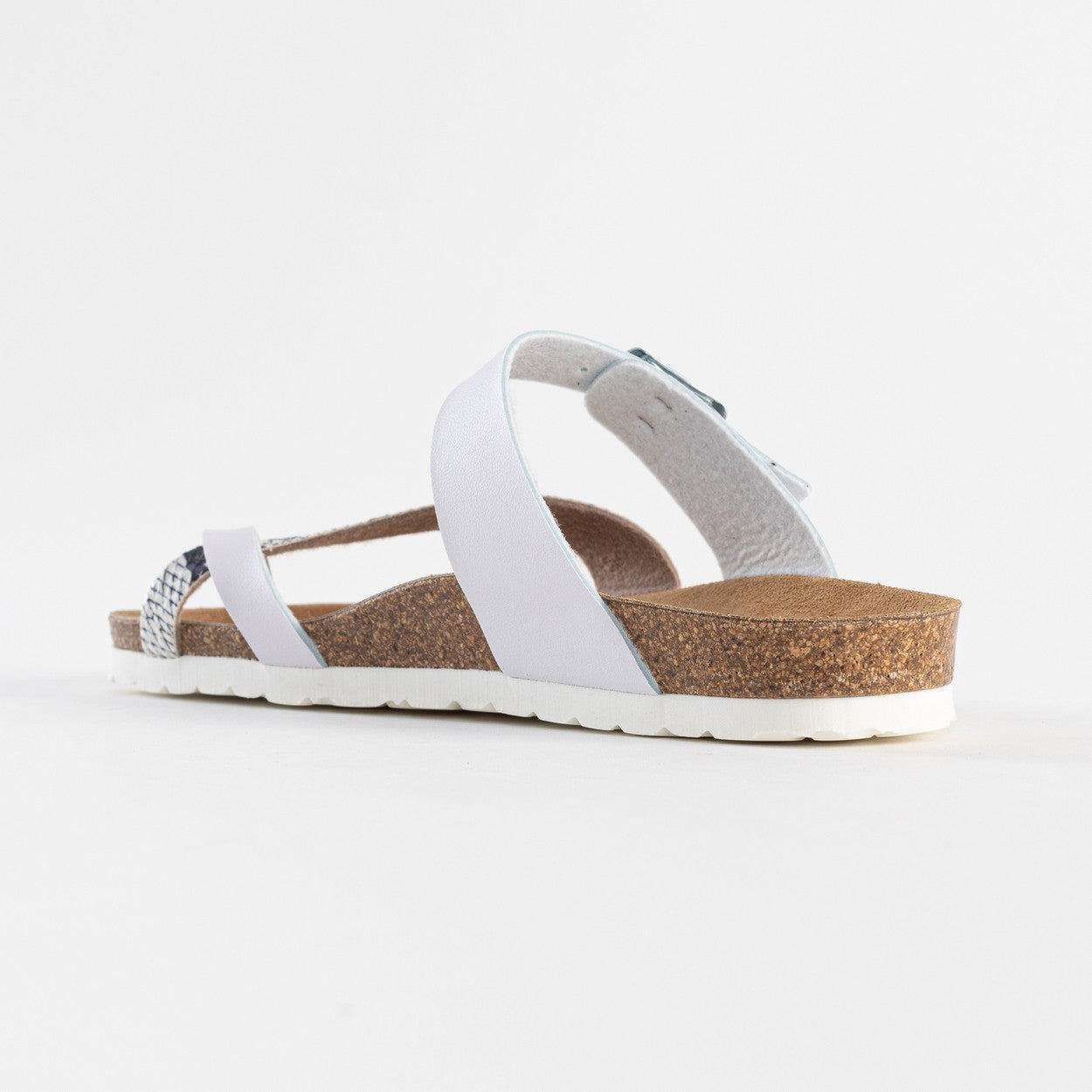 Diane White and Silver Toe-Thong Sandals