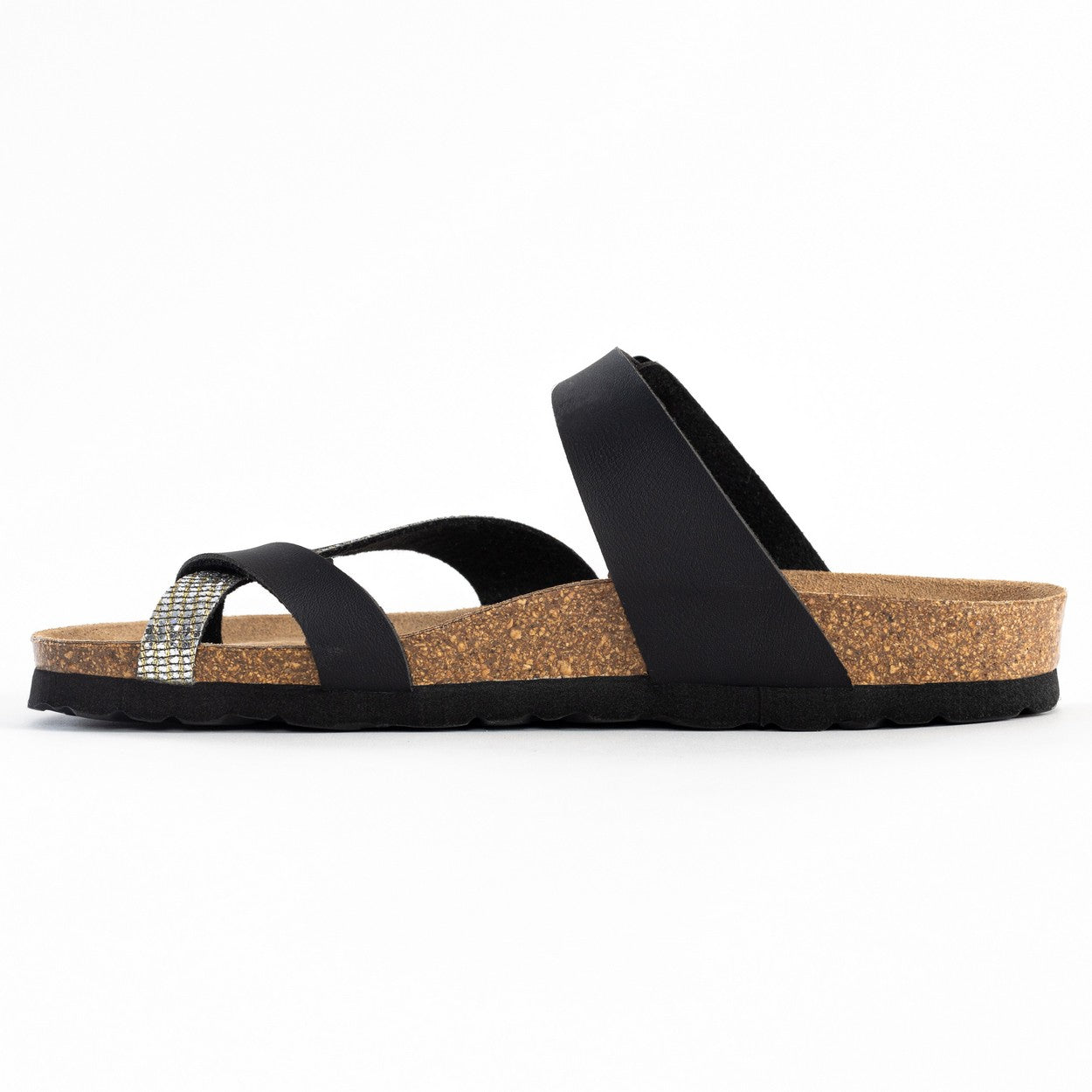 Diane Anthracite and Black Toe-Thong Sandals