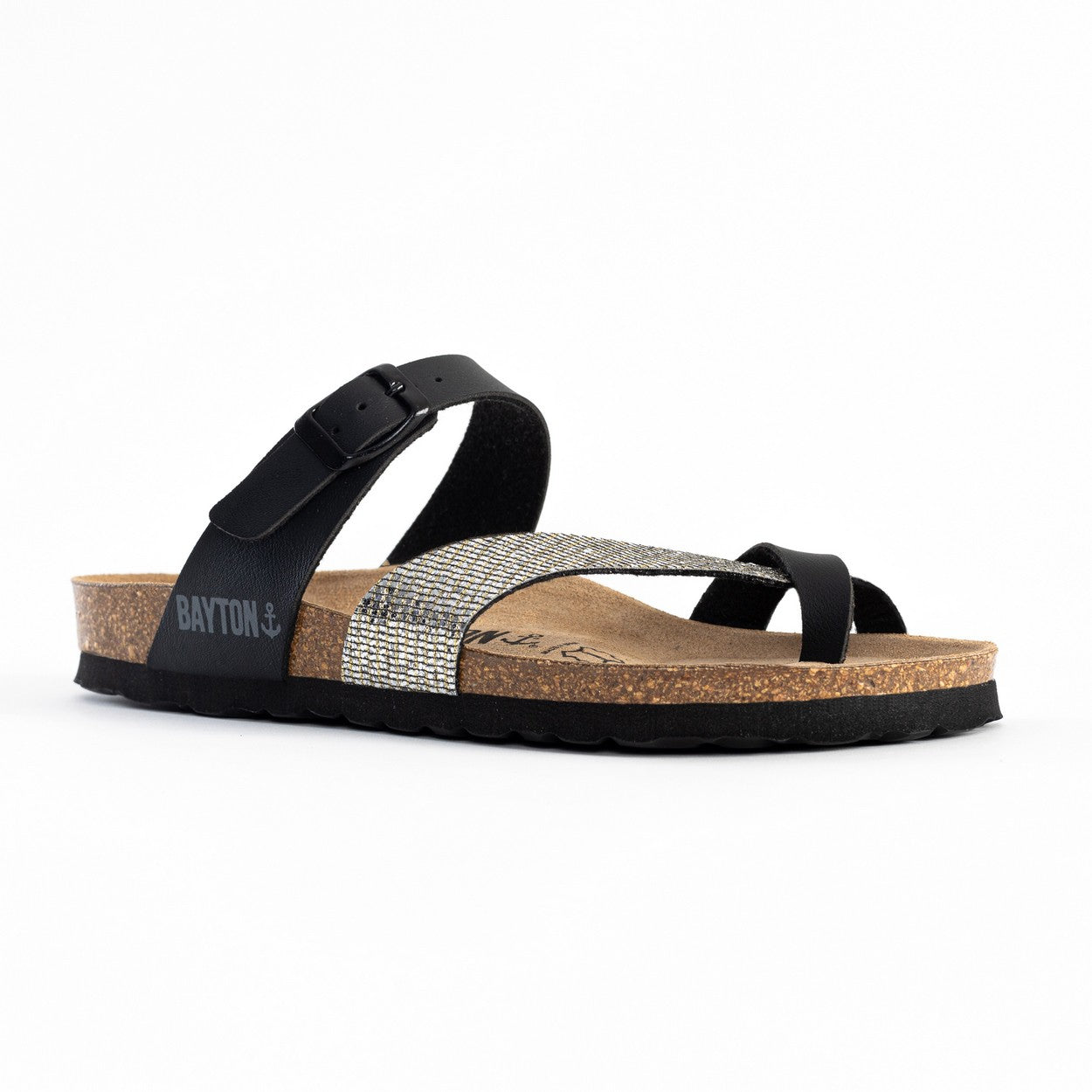 Diane Anthracite and Black Toe-Thong Sandals