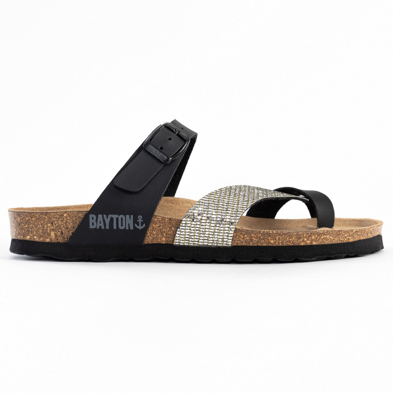 Diane Anthracite and Black Toe-Thong Sandals