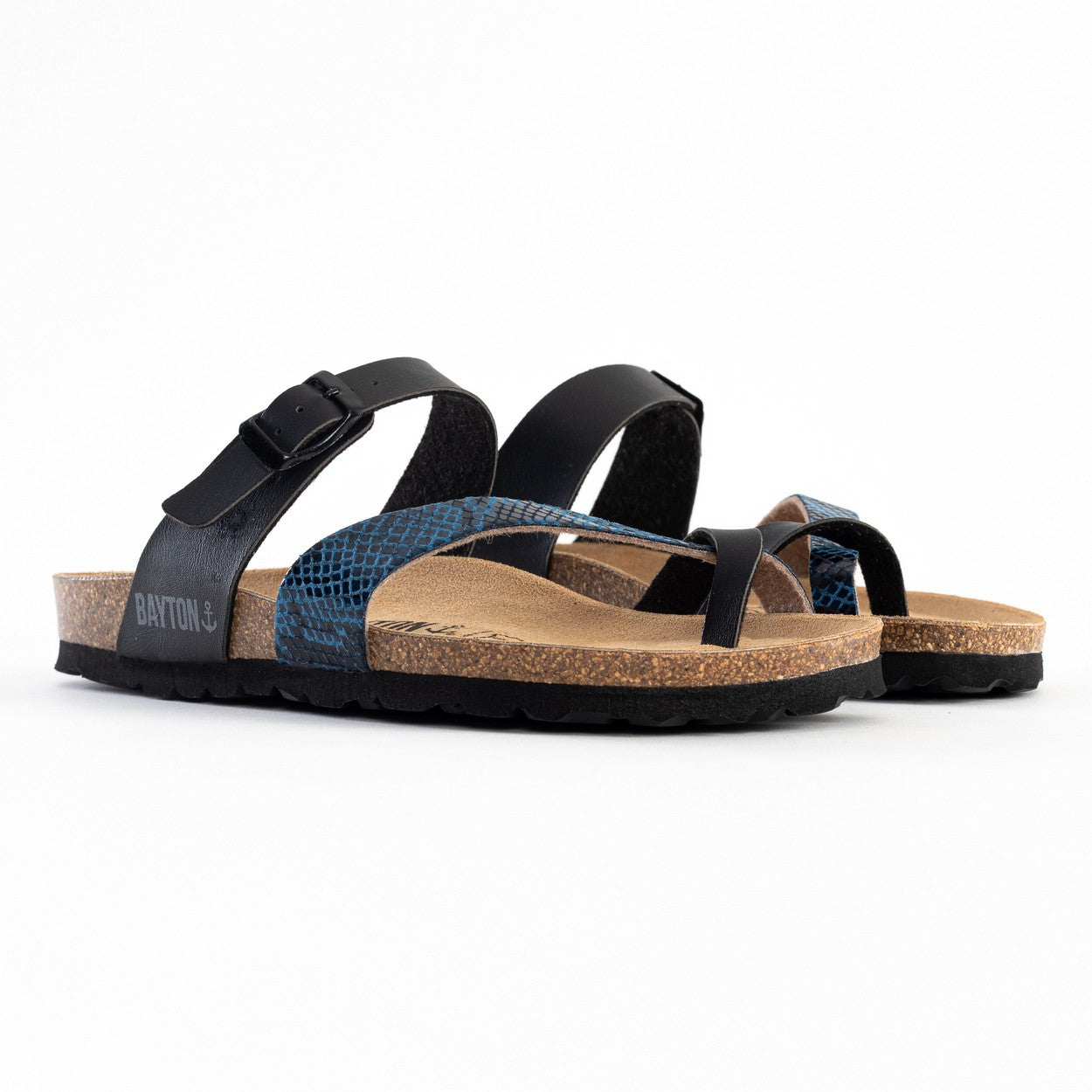 Diane Black and Blue Toe-Thong Sandals